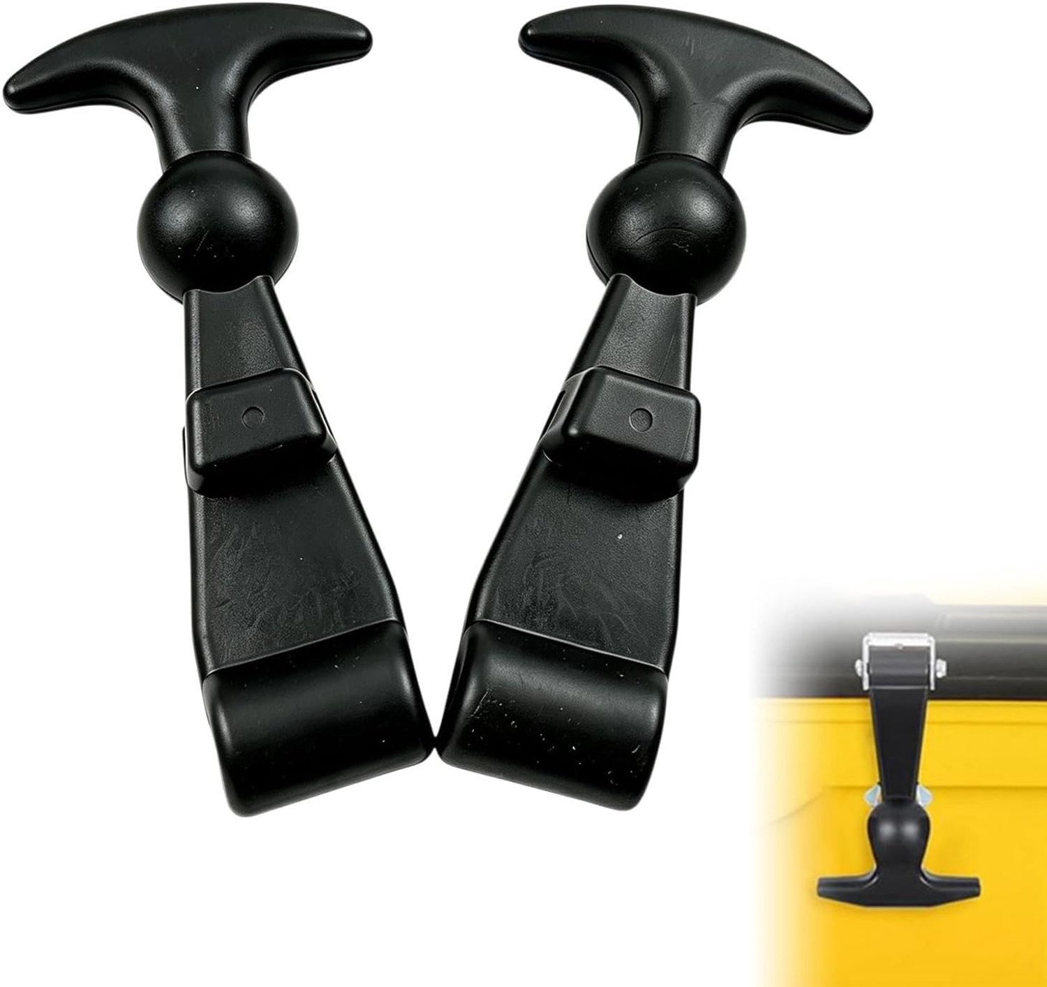 2 stuks motorkaphouder, motorkaphouder, rubber, elastische motorkaphouder, T-greep, spansluiting, rubber, bevestiging motorkaphouder, voor gereedschapskisten, trolleys, voertuigmotoren, tractoren, 125