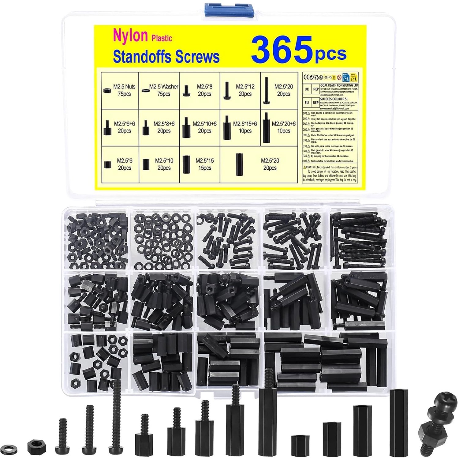 Set van 365 stuks M2.5-schroeven, afstandhouders voor moederborden