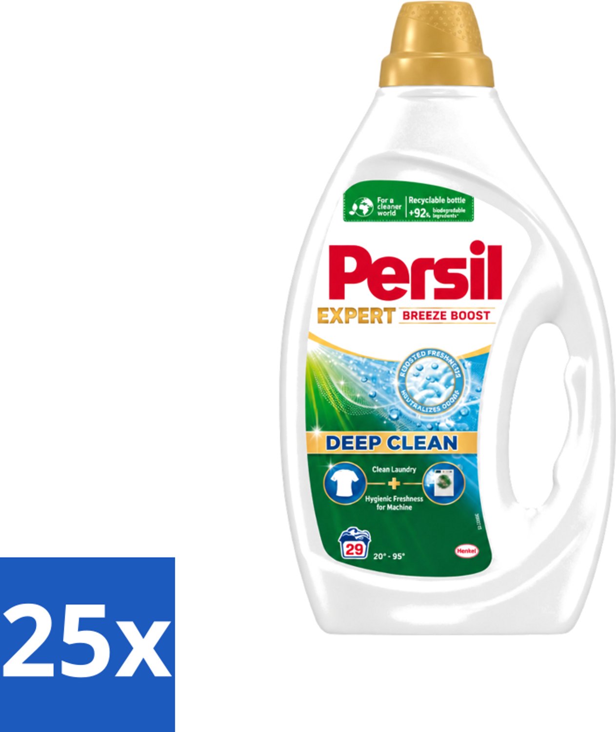 25 x Persil Expert - Vloeibaar Wasmiddel - Witte en Gekleurde Was - Breeze Boost - 29 Wasbeurten - Voordeelverpakking - 25 stuks