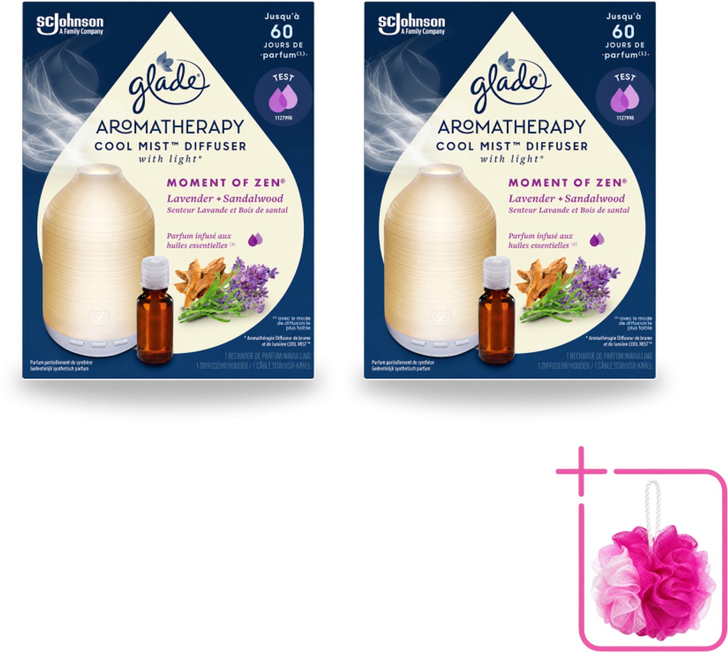 2 x Glade – Aromatherapy Mist Diffuser – Starterpakket – Houder + Moment of Zen Navulling - 17,4 ml - Bulkverpakking - Aromatherapie - Douchemop - Ontspanning