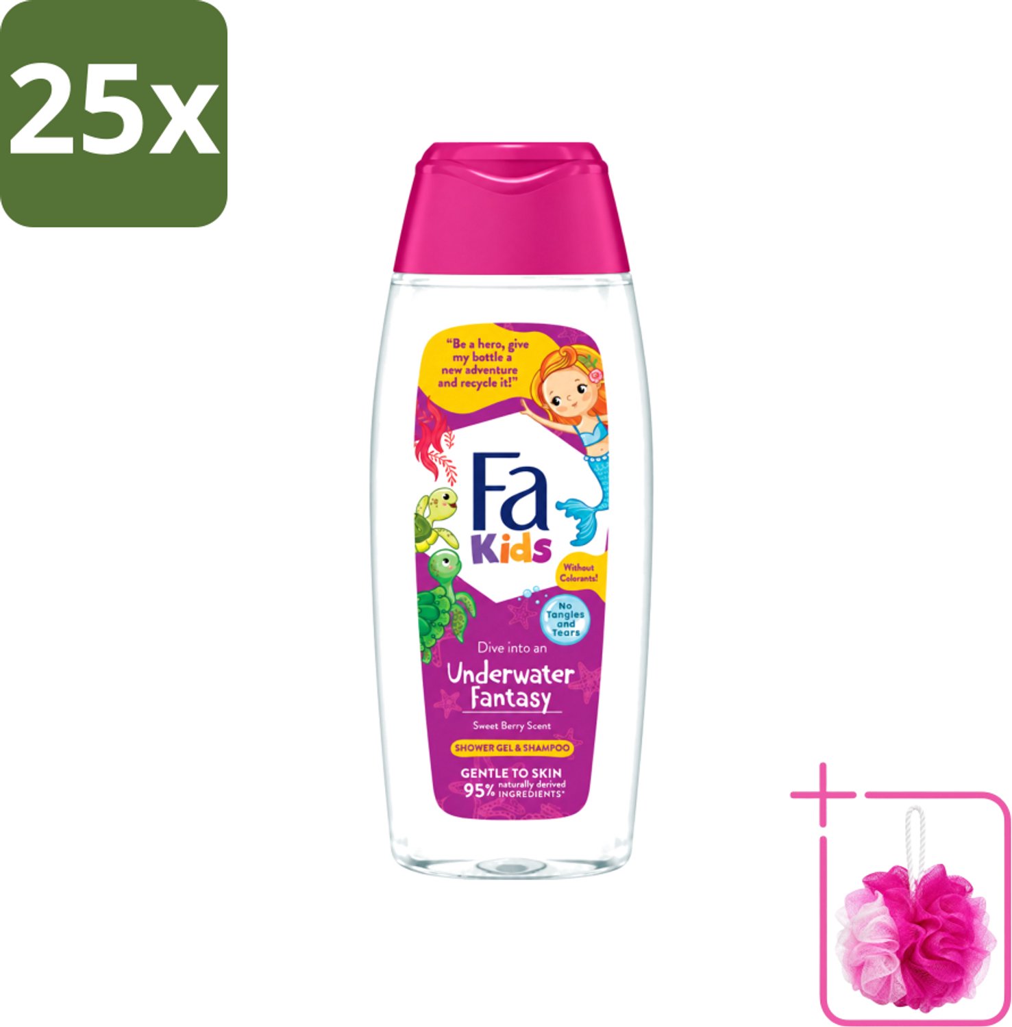 25 x Fa – Douchegel & Shampoo – Kids Underwater Fantasy – 250 ml - Bulkverpakking - Kinderdouchegel - Douchemop - Kindershampoo