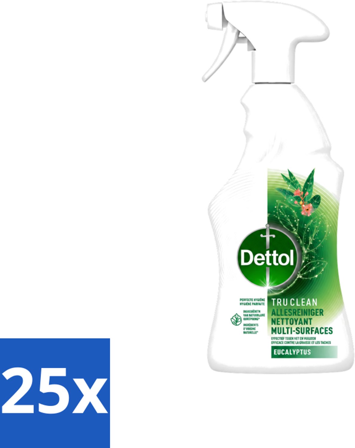 25 x Dettol Tru Clean - Allesreiniger - Spray - Eucalyptus - Multi-Oppervlakken - 500ml - Voordeelverpakking - 25 stuks