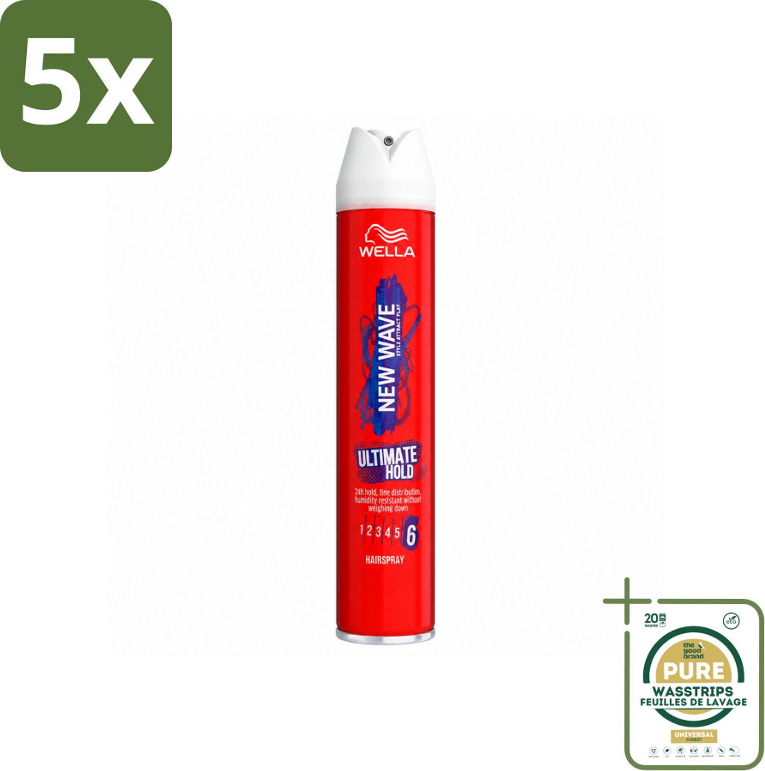 5 x Wella – New Wave Ultimate Hold – Haarspray – 400 ml - Wasstrips - Haarspray - Haartype - UV Bescherming - Fixatie - Haar Fixatie