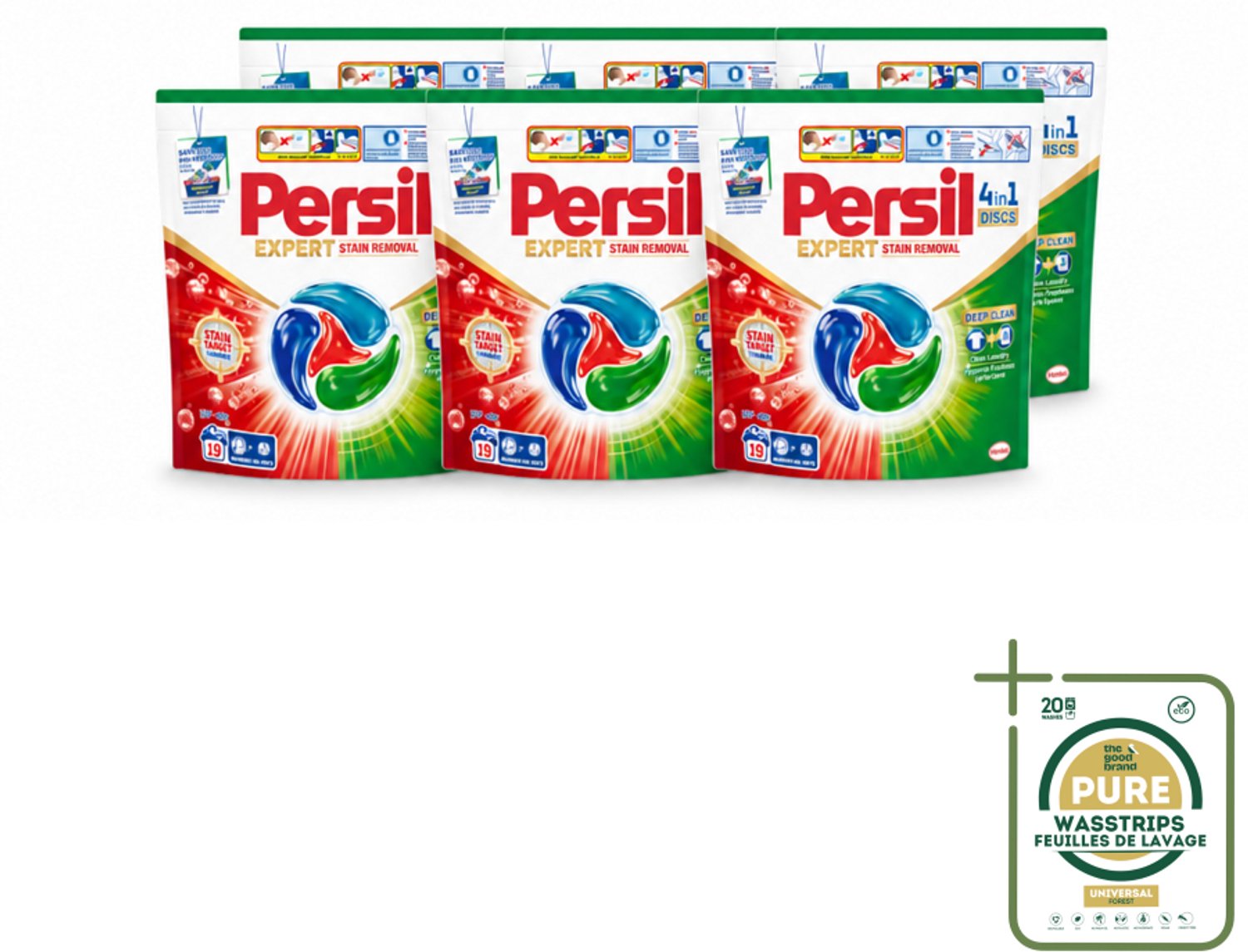 6 x Persil - Wasmiddelcapsules - Discs Stain Removal - 19 Capsules - Wasstrips - Vlekverwijdering - Wasmiddel - Wasmiddelcapsules - Diepe Reiniging - Stofreiniging
