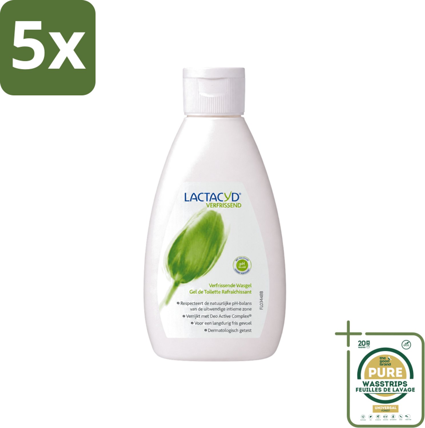5 x Lactacyd – Verfrissende Wasgel - 200 m - Wasstrips - Intieme Wasgel - Frisse Geur - Geurtjes Bestrijding - Melkzuur - Menthol