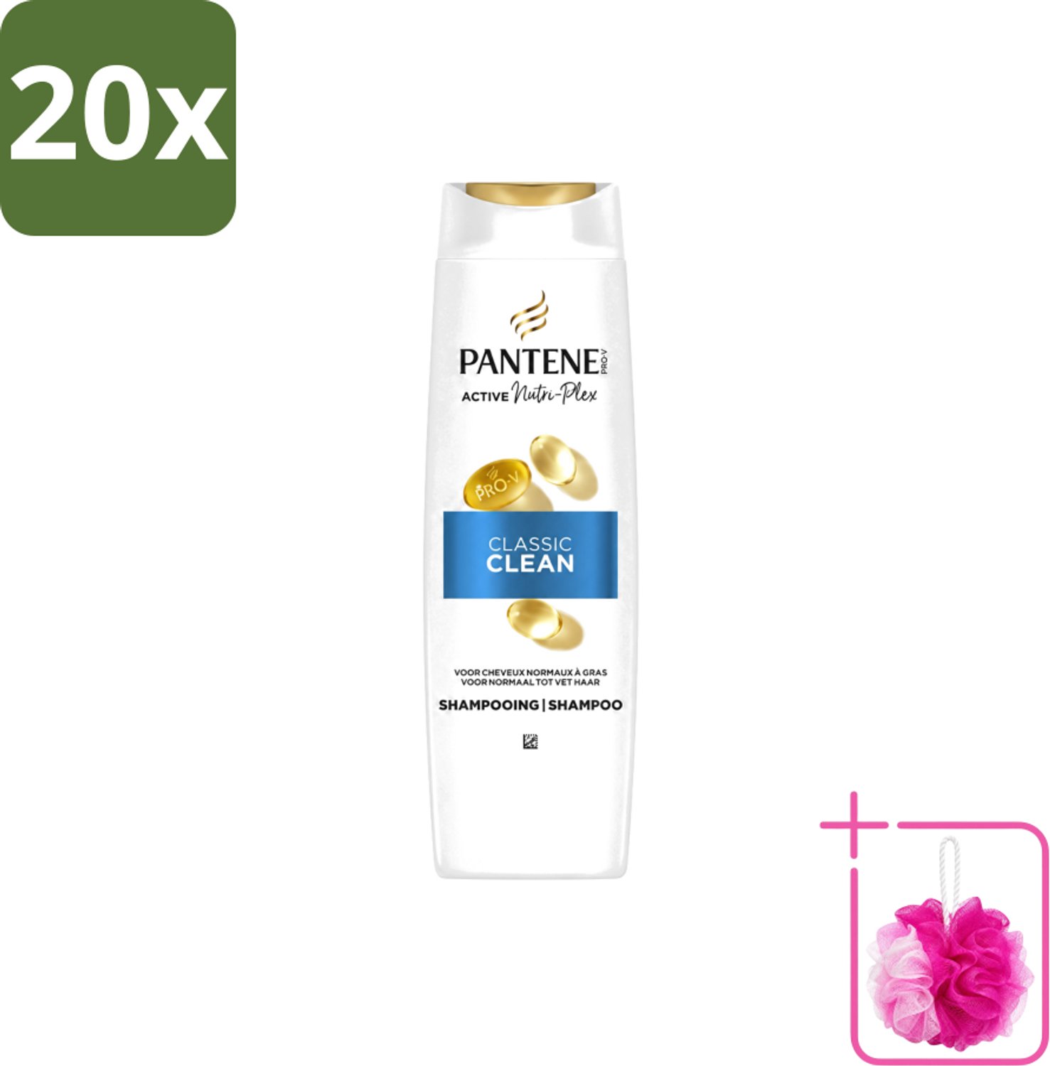 20 x Pantene – Shampoo – Classic Clean – 400 ml - Bulkverpakking - Haarversterking - Douchemop - Schade door stylen
