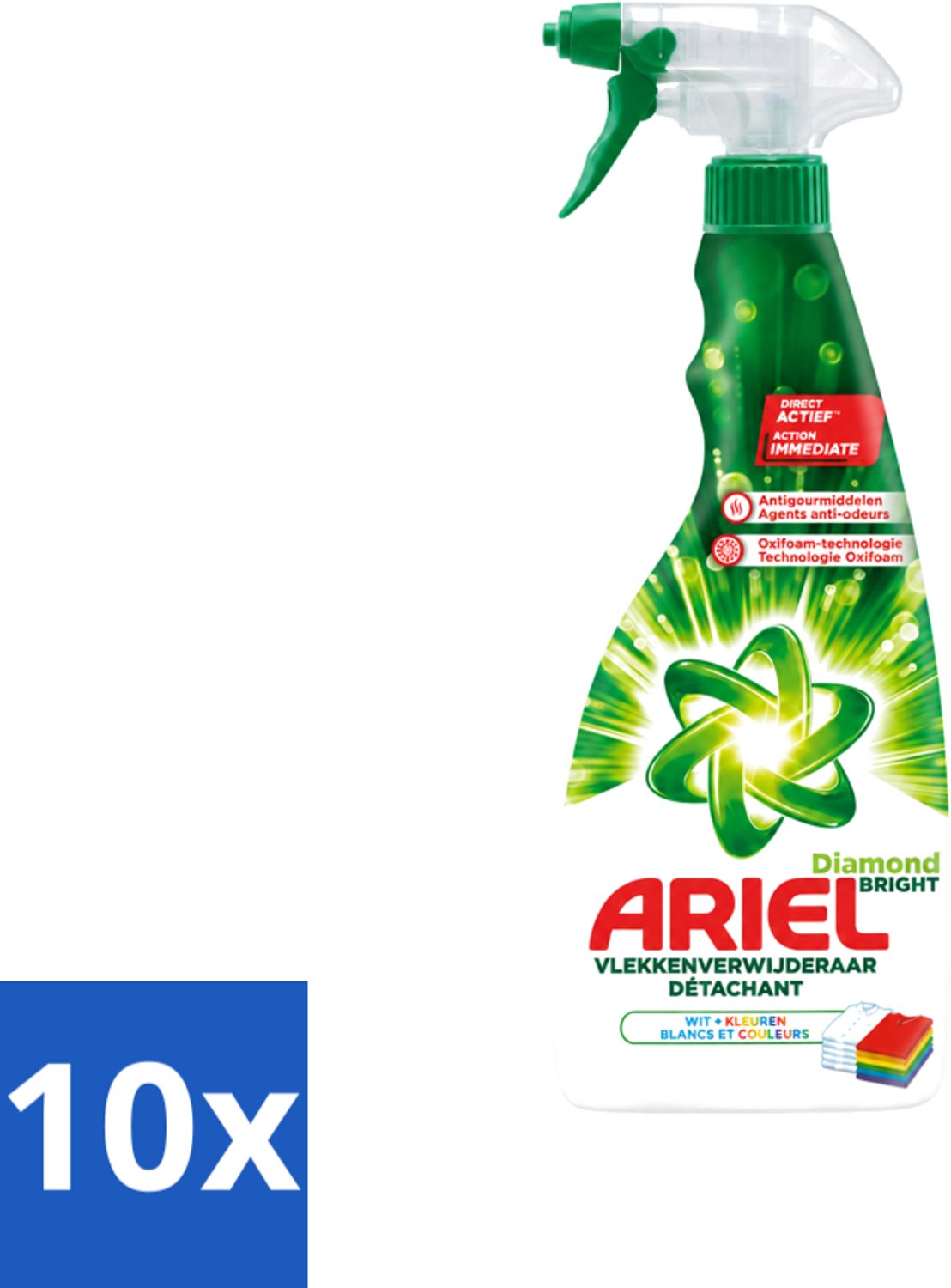 10 x Ariel Diamond Bright - Vloeibare Vlekverwijderaar - Witte en Gekleurde Was - 30 Wasbeurten - Voordeelverpakking - 10 stuks