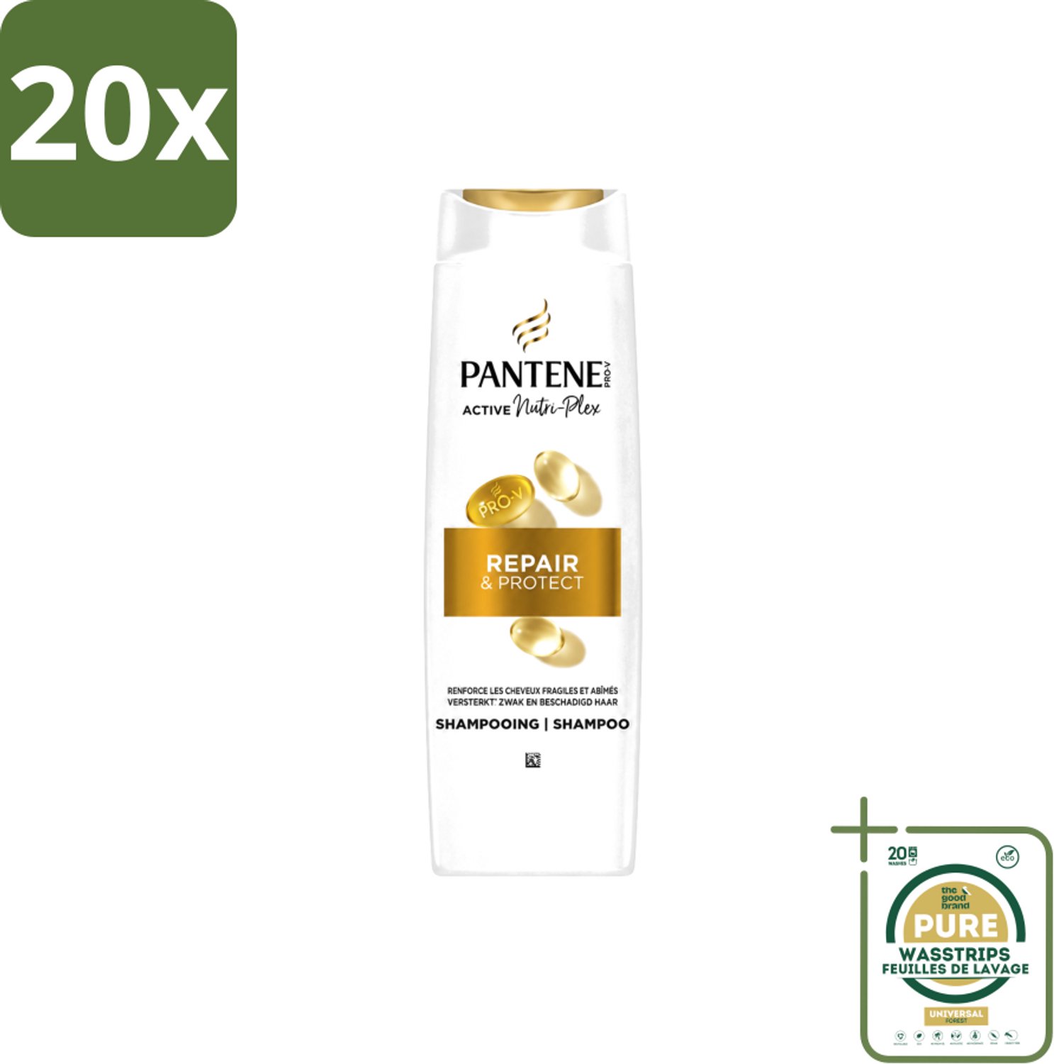 20 x Pantene – Shampoo – Repair & Protect – 250 ml - Wasstrips - Haarkleur - Haarversterking - Haarbescherming - Haarverzorging - Haarreiniging