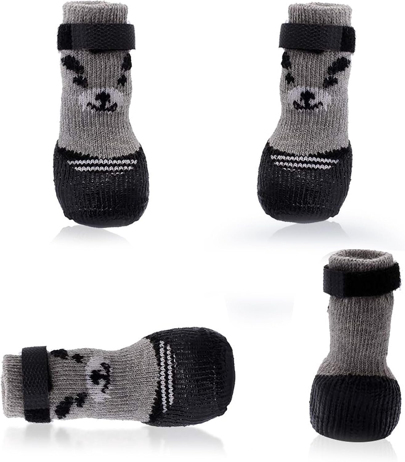 2 paar sokken voor honden, antislip hondensokken, pootbescherming met verstelbare klittenbandsluiting, winterwarm, geschikt voor gebruik binnenshuis, S