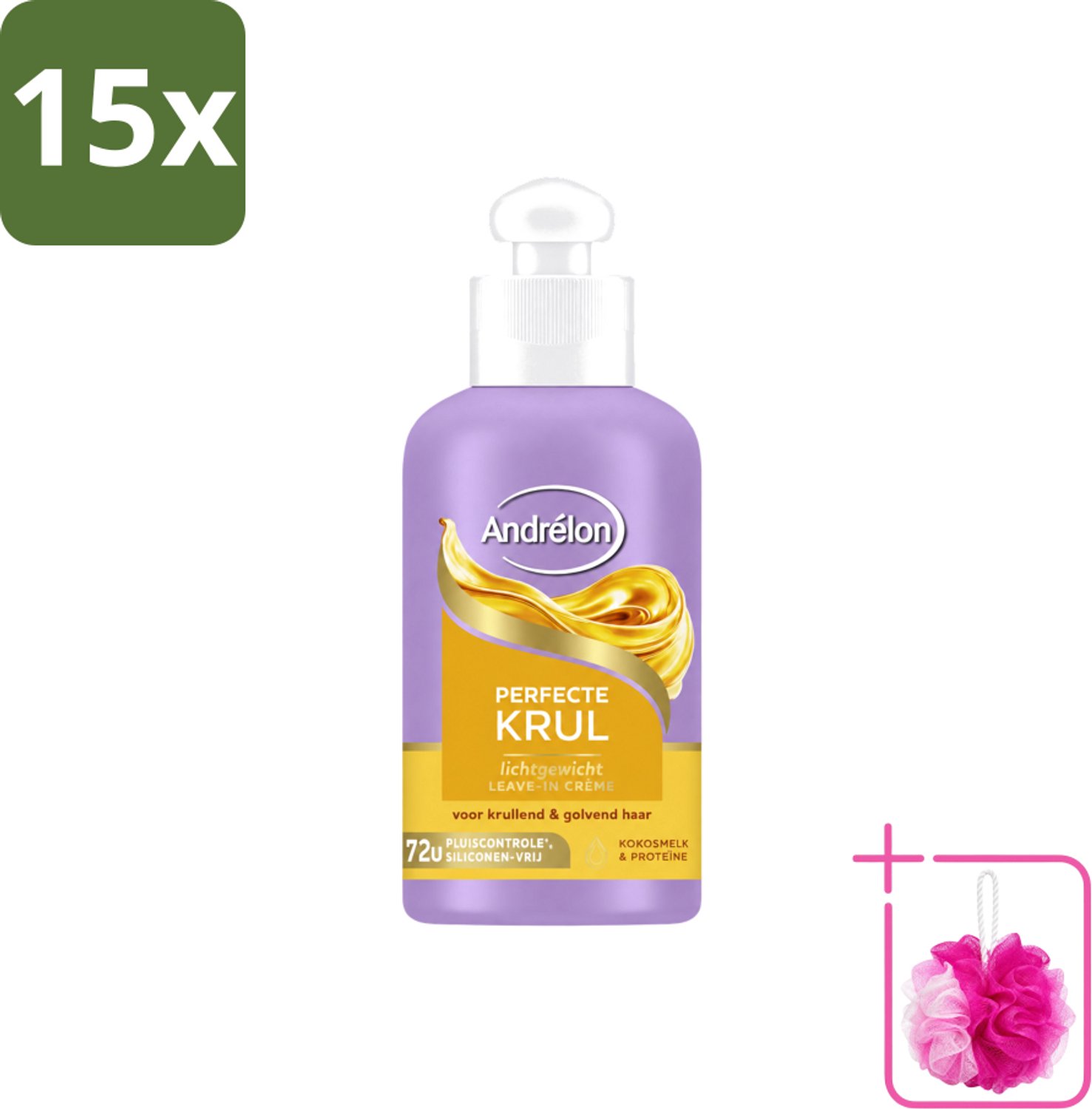 15 x Andrélon – Leave-In Crème – Perfecte Krul – 200 ml - Bulkverpakking - Krullen verzorgen - Douchemop - Krullen definiëren