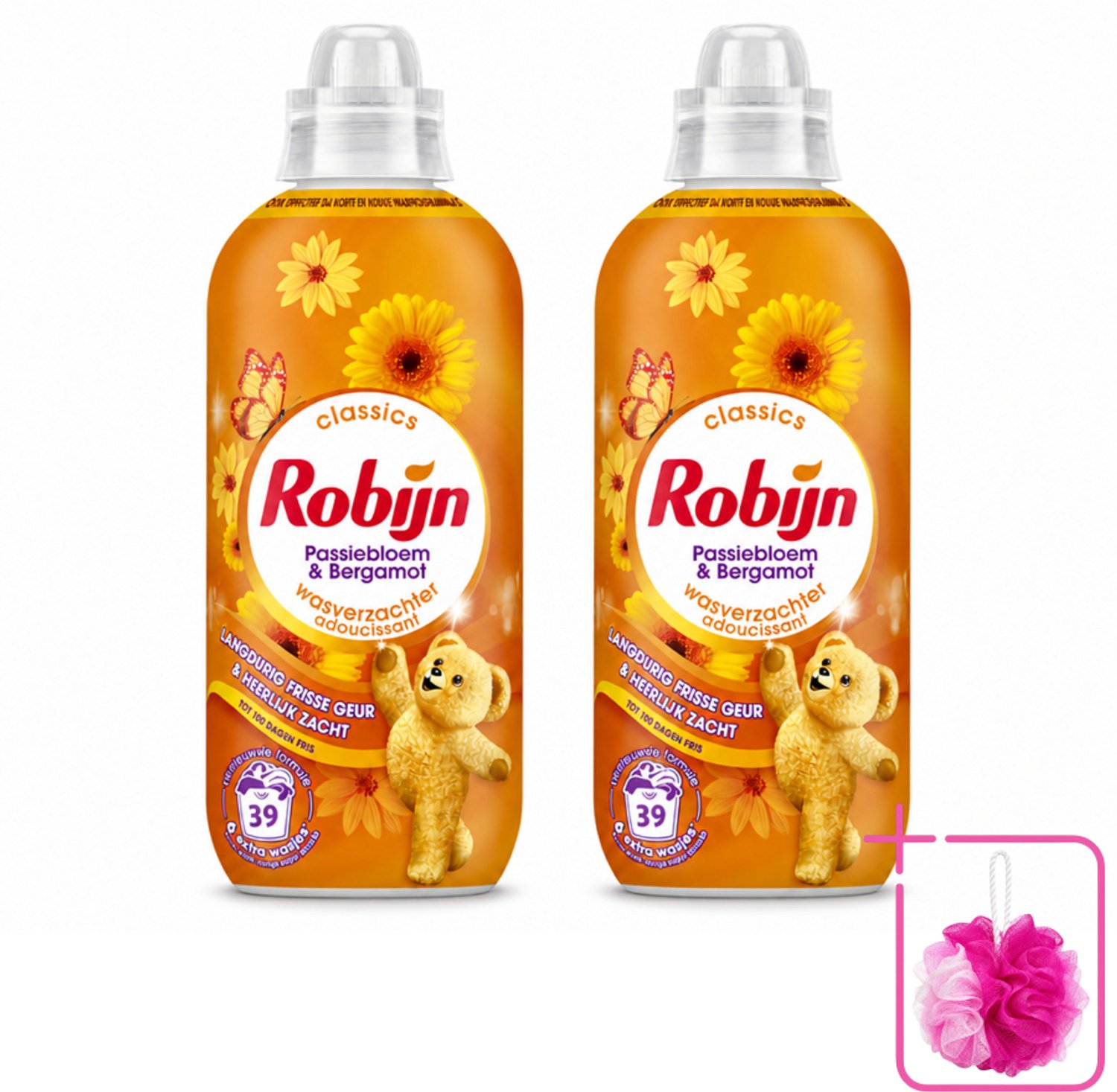 2 x Robijn – Wasverzachter – Passiebloem & Bergamot – 780 ml - Bulkverpakking - Wasverzachter - Douchemop - Wasverzachter passiebloem bergamot