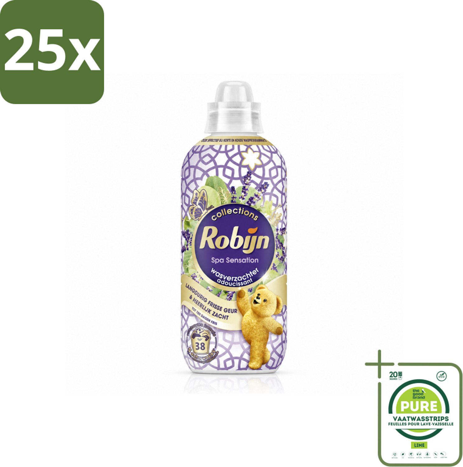 25 x Robijn – Wasverzachter – Intense Spa Sensation – 765 ml - Grootverpakking - Vaatwasstrips - Wasverzachter - Eucalyptus - Lavendel - Wasgeur - Kleding Verzorgen