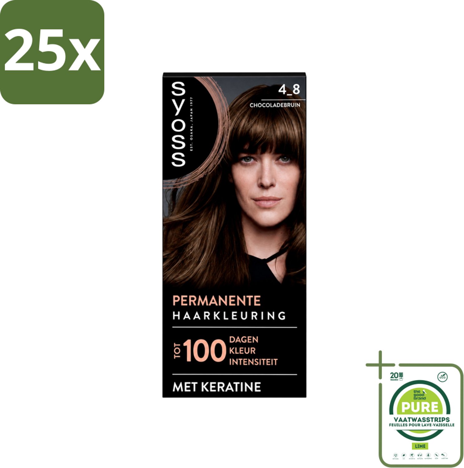 25 x SYOSS Permanent Coloration 4-8 - Haarverf - Chocolade Bruin - Grootverpakking - Vaatwasstrips - Haarkleur - Chocoladebruin - Permanent Haarkleuren - Keratine - Grijsdekking