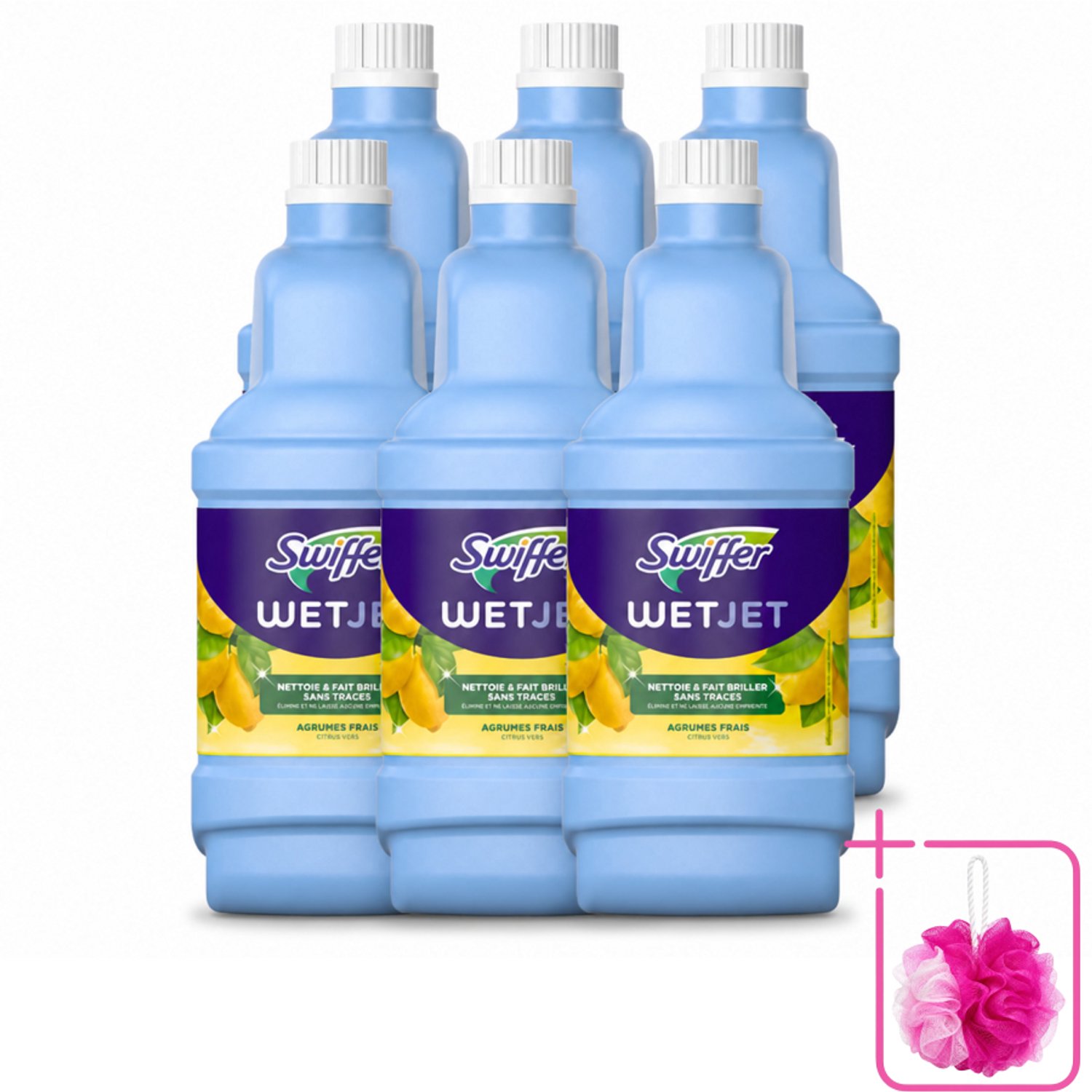 6 x Swiffer - WetJet Reinigingsmiddel – Dweilsysteem Navulling – Alles-in-één – 1,25 L - Bulkverpakking - Vloerreiniging - Douchemop - Vet en vlekken verwijderen