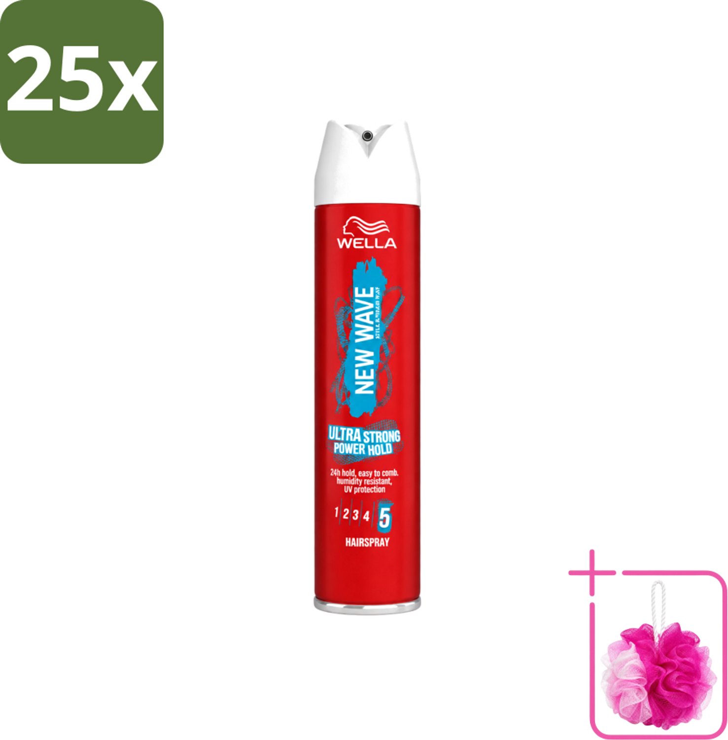 25 x Wella – New Wave Rock’n Hold Ultra Strong – Haarspray – 250 ml - Bulkverpakking - Haarspray - Douchemop - Stevigheid