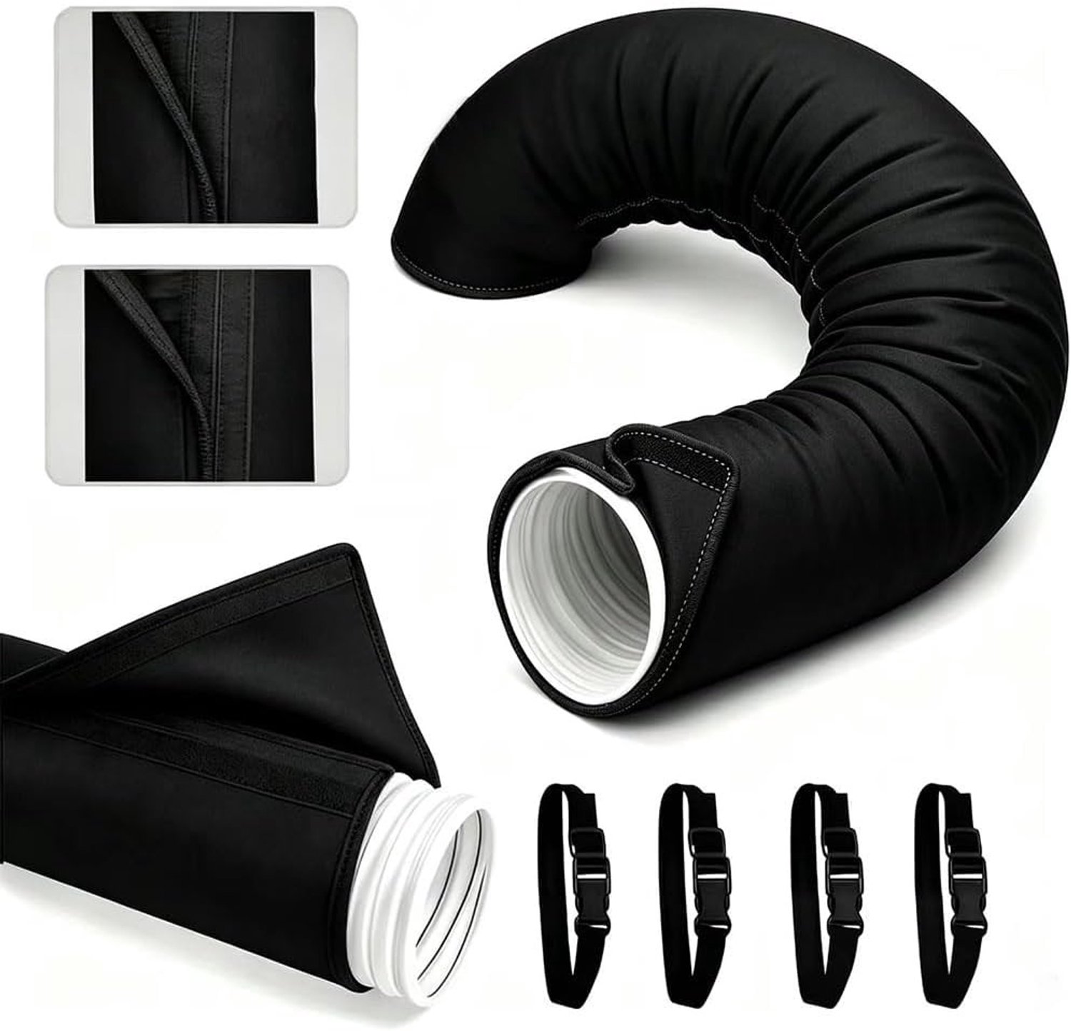 Isolatie Afvoerslang Airconditioner - Wit - 150 cm - Thermische Bescherming met Bevestigingsriemen - Voor Mobiele Airconditioners