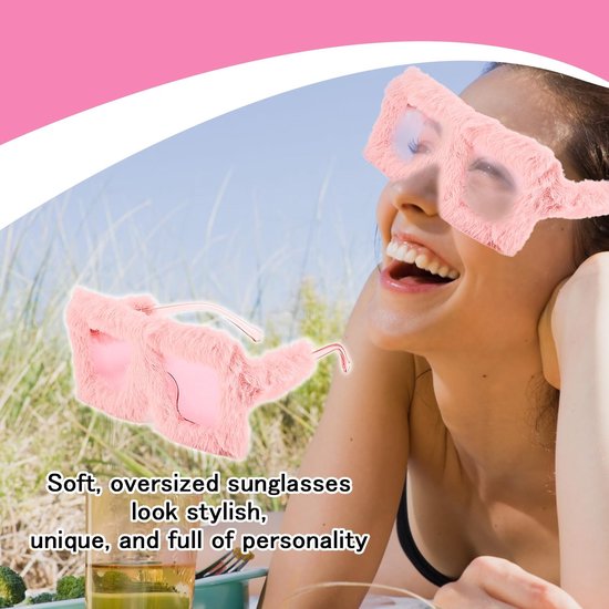 1 stuk modieuze gepersonaliseerde pluche zonnebril, kattenoog-zonnebril, feestbril voor carnaval, foto, rekwisieten, verjaardagsfeest, rood — afbeelding 5