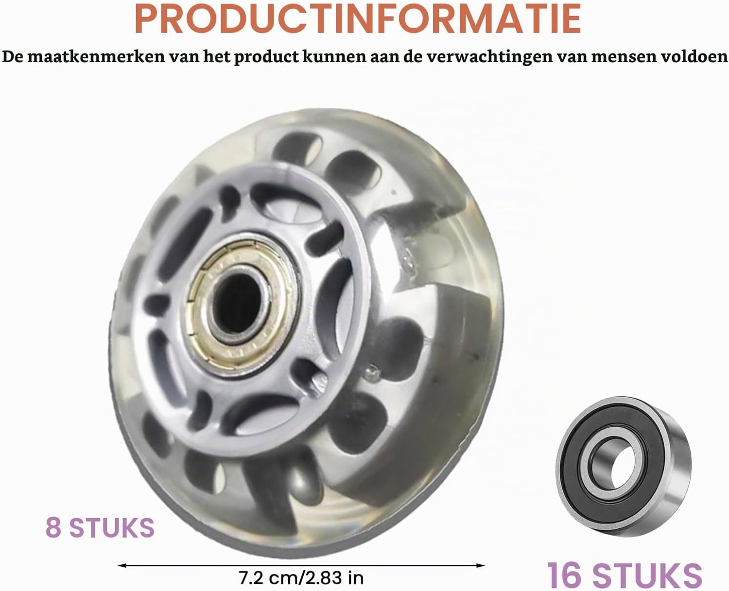 8 stuks Inline Skate rollen 72MM zilvertransparante inliner rollen Inline Skate onderdelen wielen met 16 stuks kogellagers universeel voor alle soorten rolschaatsen