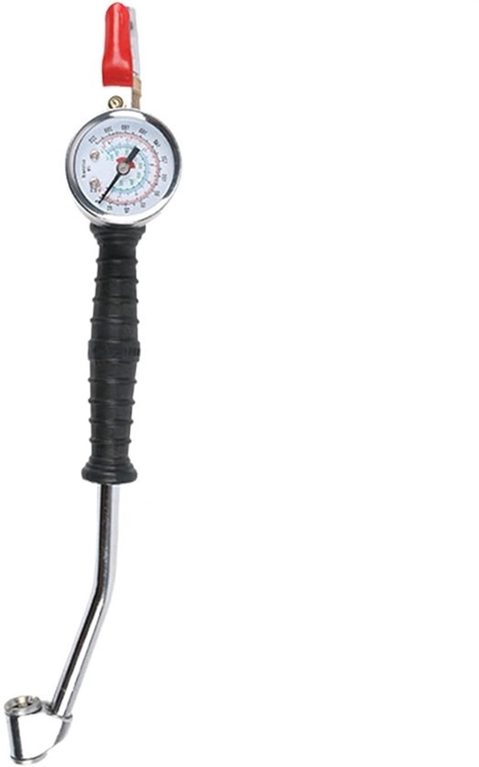 Autobandenpomp - Bandenvuller met Manometer - Bandenspanning Controleren - Aangezwengelde Staaf - 0-230 Psi - Zilver