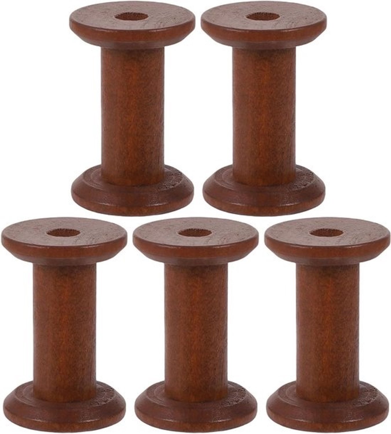 Houten Garenklosjes - Lege Spoelen - Knutselen en Sorteren - Antiek Design - 52 cm - Bruin