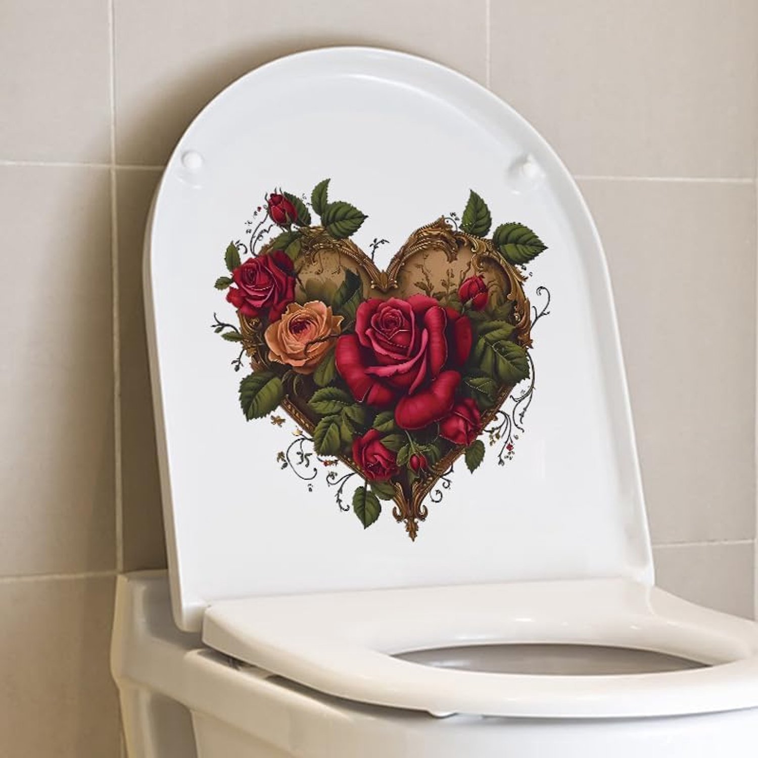 30 x 30 cm 2/4 stuks wc-bril deksel sticker, hartpatroon wc-deksel stickers, badkamer muursticker, niet giftige lijm, badkamer decor