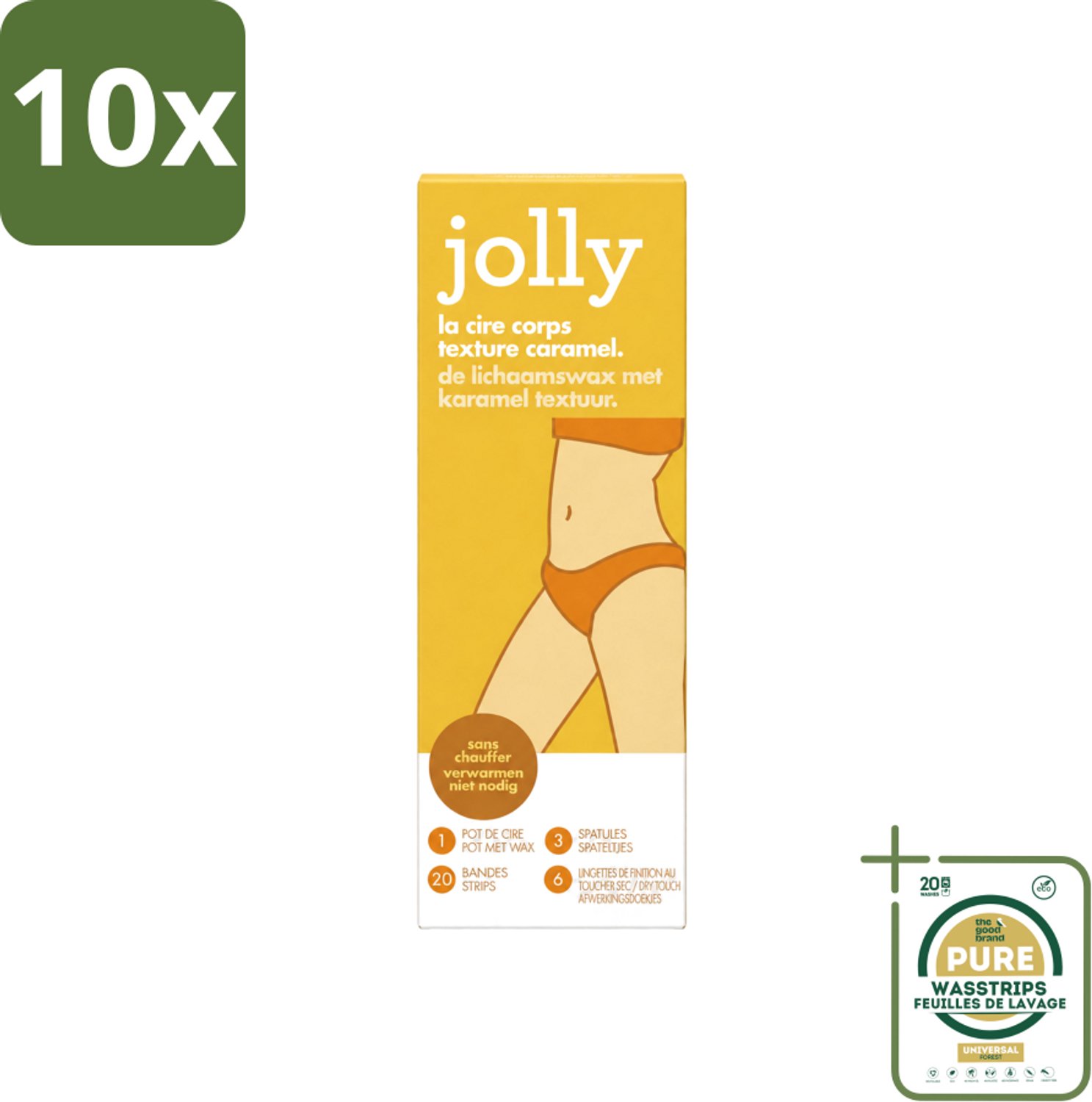 10 x Jolly - Lichaamswax - Karamel Structuur - 20 Strips - Wasstrips - Haar Verwijderen - Lichaamswax - Karamelstructuur - Huid Verzorgen - Huid Glad Maken