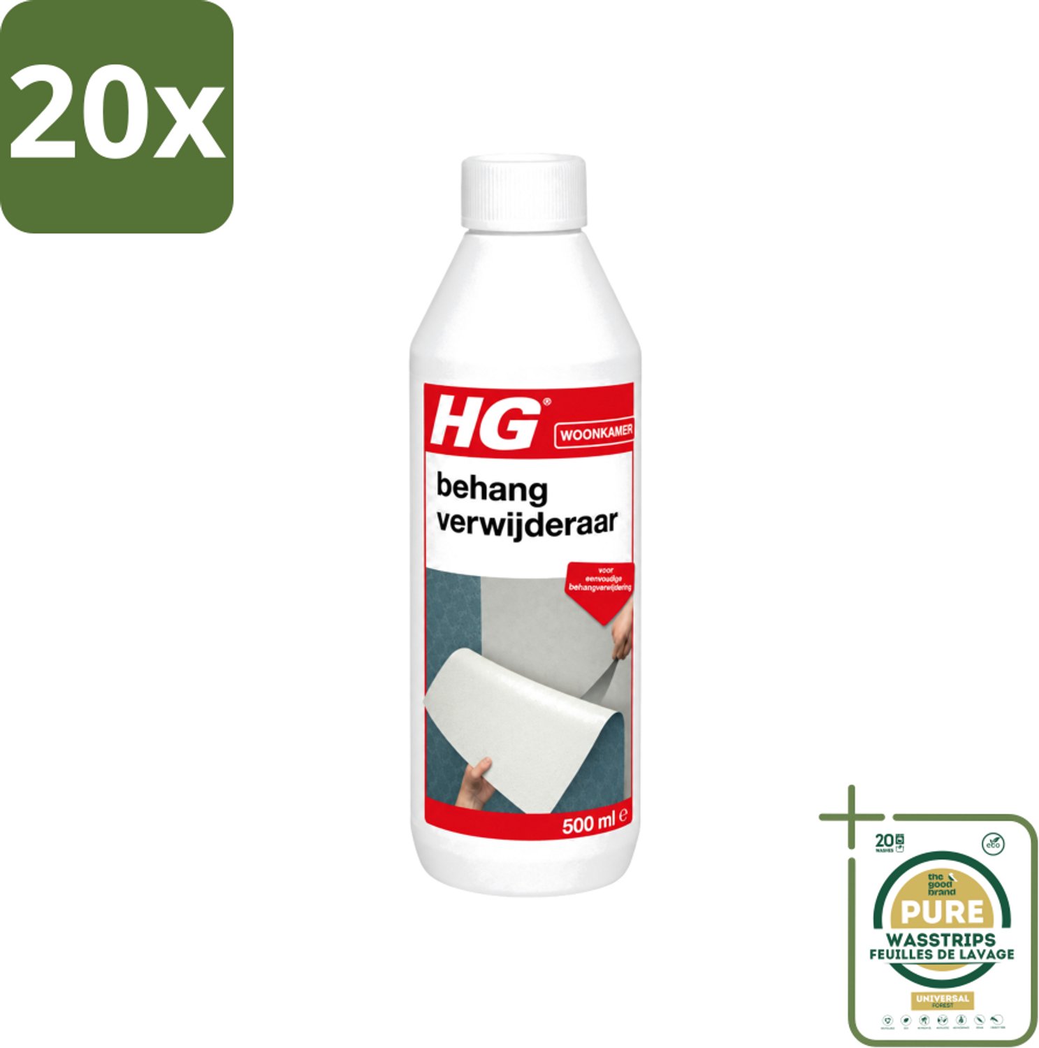 20 x HG - Behangverwijderaar - Voor Eenvoudige Behangverwijdering - 500 ml - Wasstrips - Behangverwijderaar - Behanglijm Verwijderen - Behang Verwijderen - Behang Reinigen - Behang Oplossen