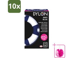 10 x Dylon - Textielverf - Navy Blue - All-in-One - Inclusief Zout - 350g - Bulkverpakking - Textielverf - Douchemop - Kleding verven