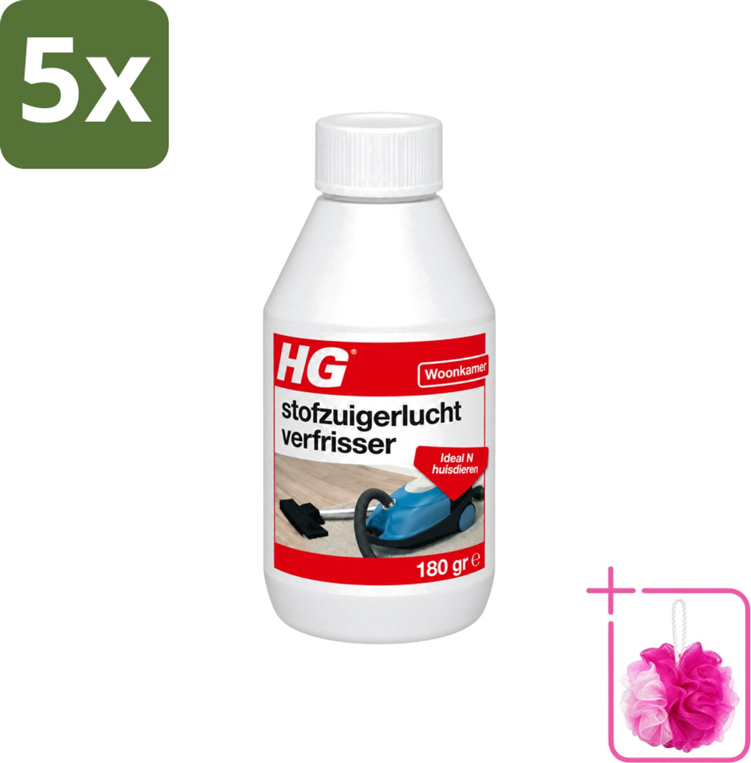 5 x HG - Stofzuigerlucht Verfrisser - Frisse Geur tijdens Stofzuigen - 180 g - Bulkverpakking - Stofzuiger geur - Douchemop - Stofzuiger lucht verfrisser