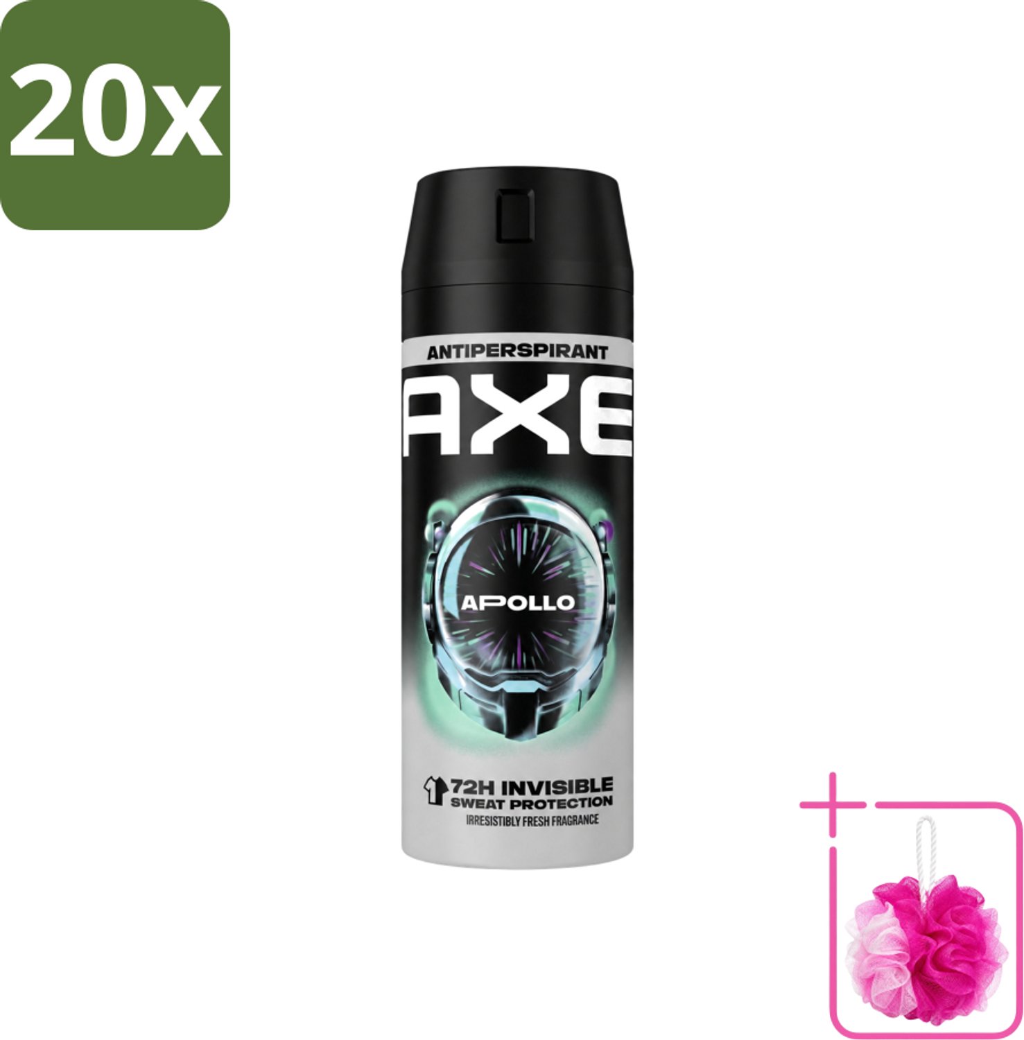 20 x Axe - Deodorant Spray - 72hrs Anti Sweat - Apollo - 150 ml - Bulkverpakking - Anti transpirant spray - Douchemop - Zweetbestendig