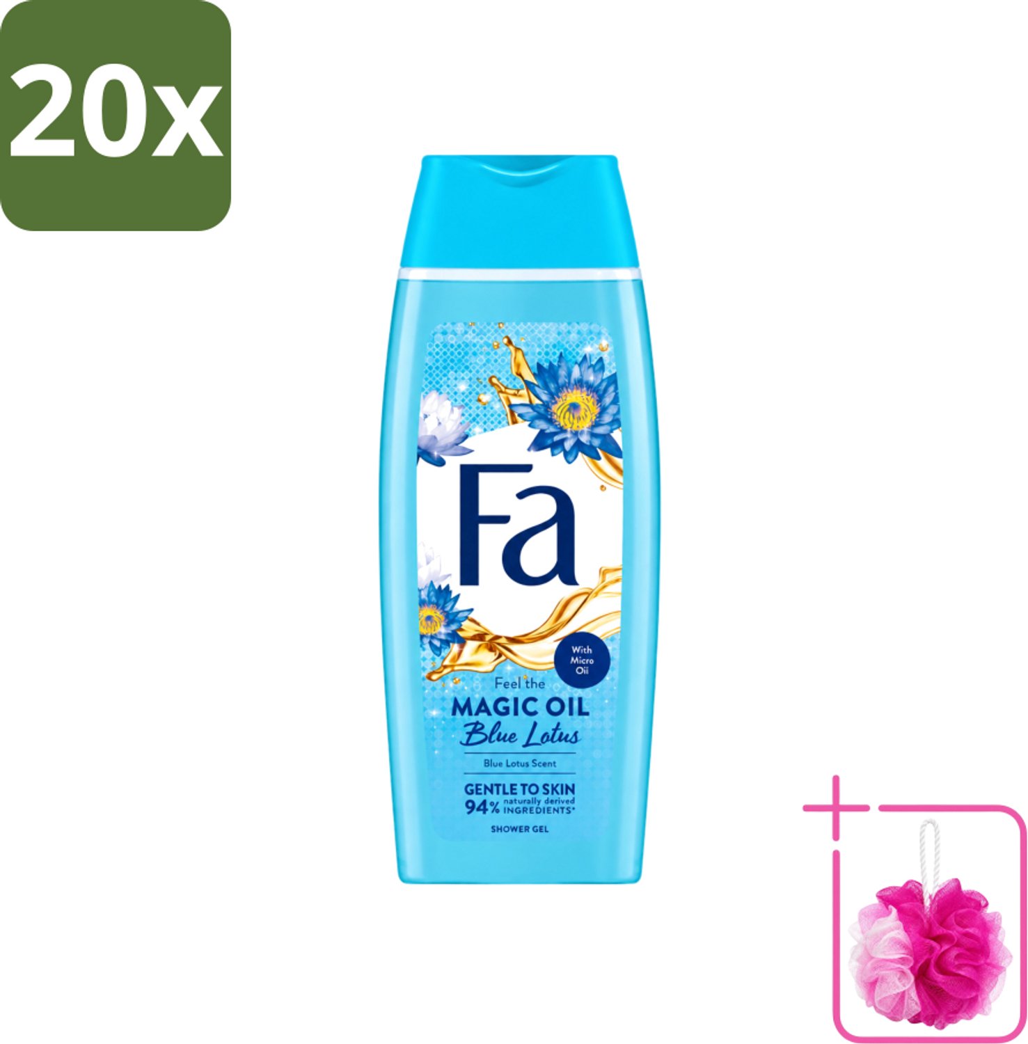 20 x Fa - Douchegel - Magische Olie - Blue Lotus Geur - 250 ml - Bulkverpakking - Douchegel - Douchemop - Hydratatie