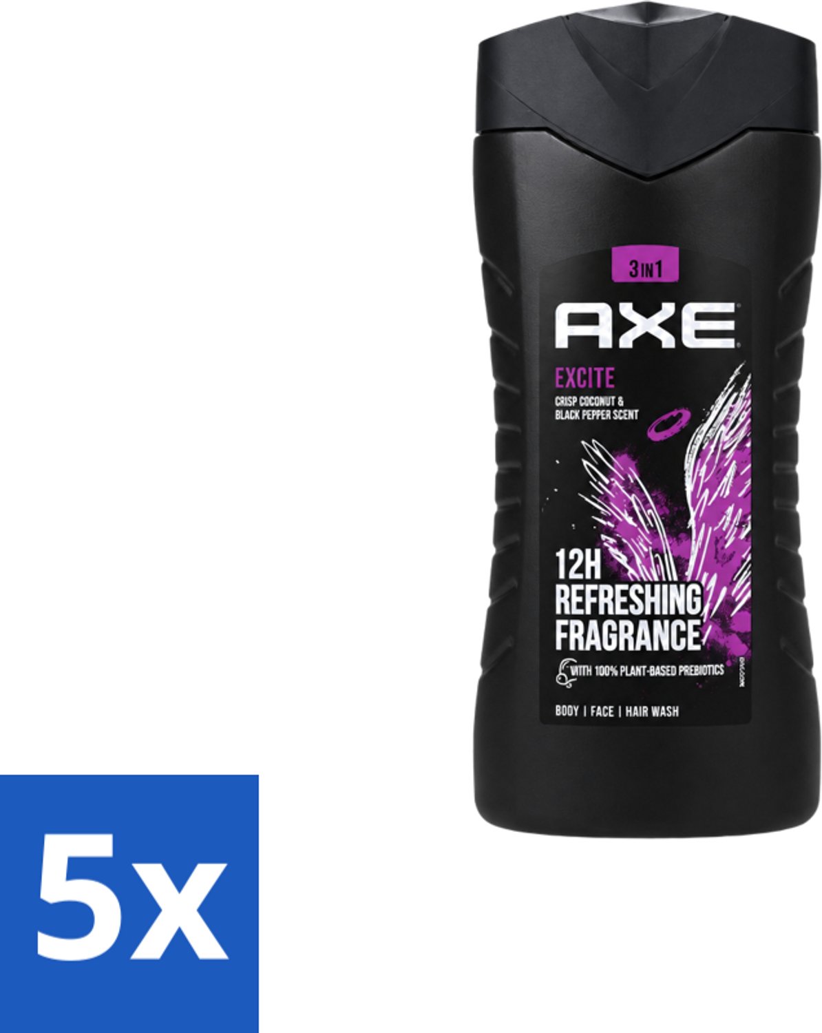 5 x AXE – Douchegel – Excite – 250 ml - Voordeelverpakking - 5 stuks