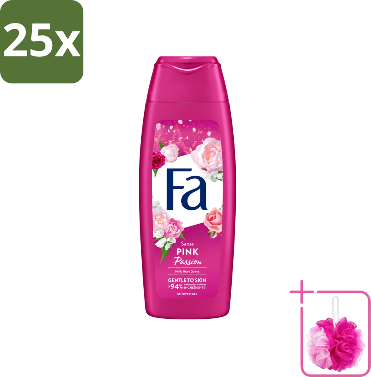 25 x Fa - Pink Passion - Douchegel - Roze Roos - 250 ml - Bulkverpakking - Douchegel roze roos - Douchemop - Roze roos geur
