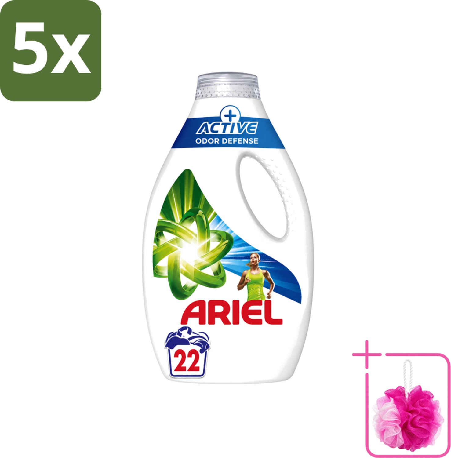 5 x Ariel – Vloeibaar Wasmiddel – Active Odor Defense – 990 ml – 22 wasbeurten - Bulkverpakking - Geurverwijdering was - Douchemop - Sportkleding wasmiddel
