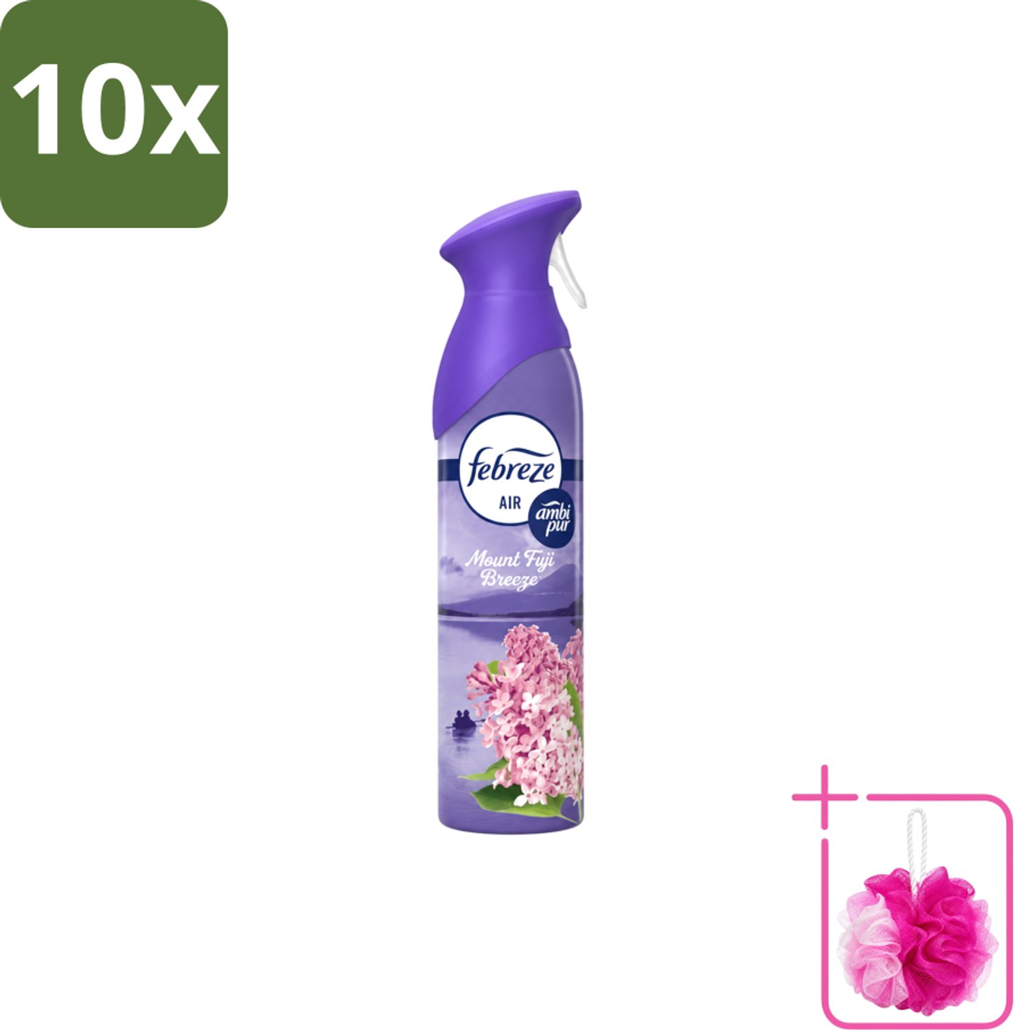 10 x Febreze – Luchtspray – Mount Fuji Breeze – 185 ml - Bulkverpakking - Luchtverfrisser spray - Douchemop - Geurverwijdering