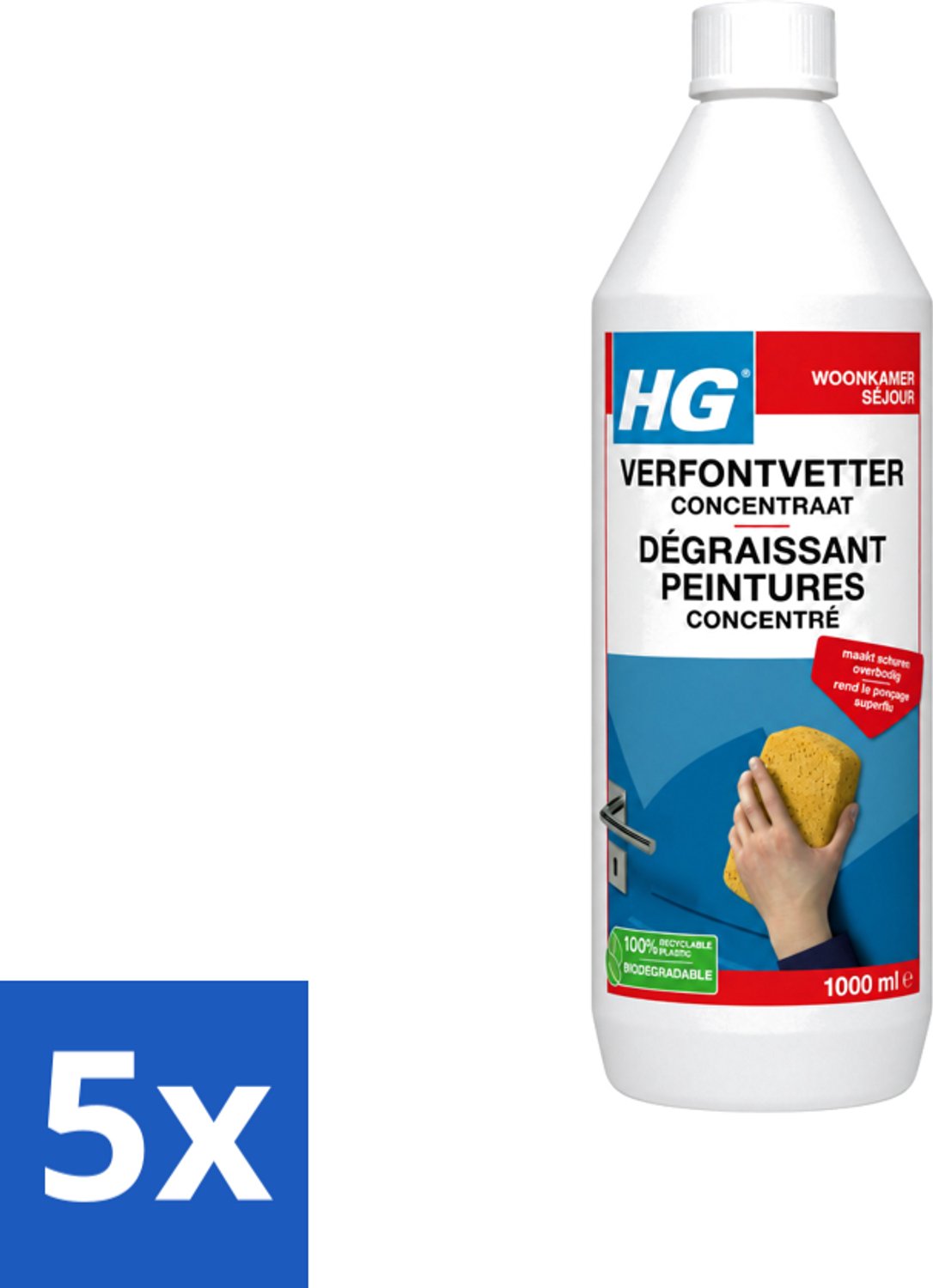 5 x HG - Verf Ontvetter Concentraat - Krachtige Ontvetter - 1L - Voordeelverpakking - 5 stuks