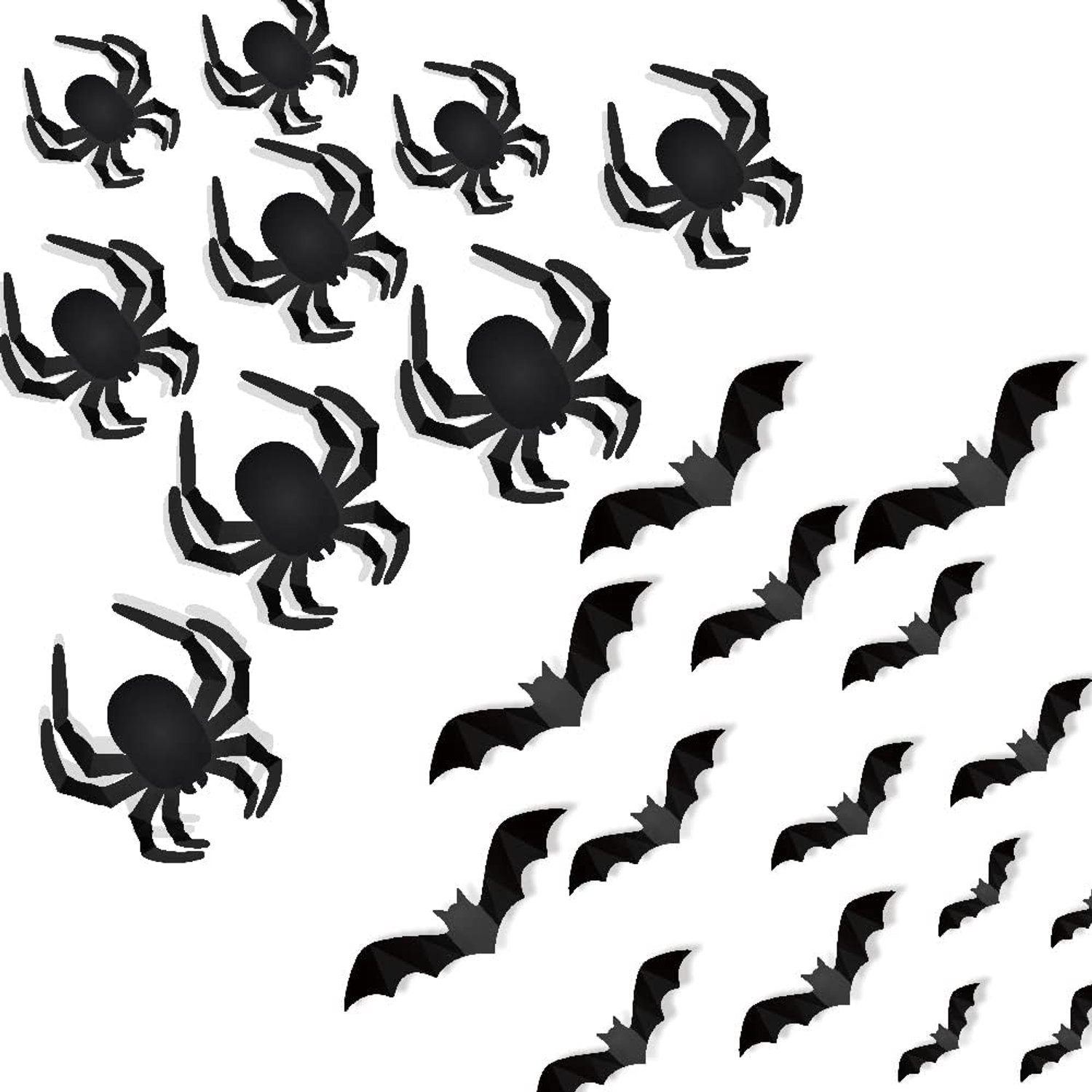 44 Stuks Halloween Spider Vleermuis Muurdecoratie, Halloween party accessoires, Vleermuizen en Spin voor Home Muur Window Accessoires Feestbenodigdheden