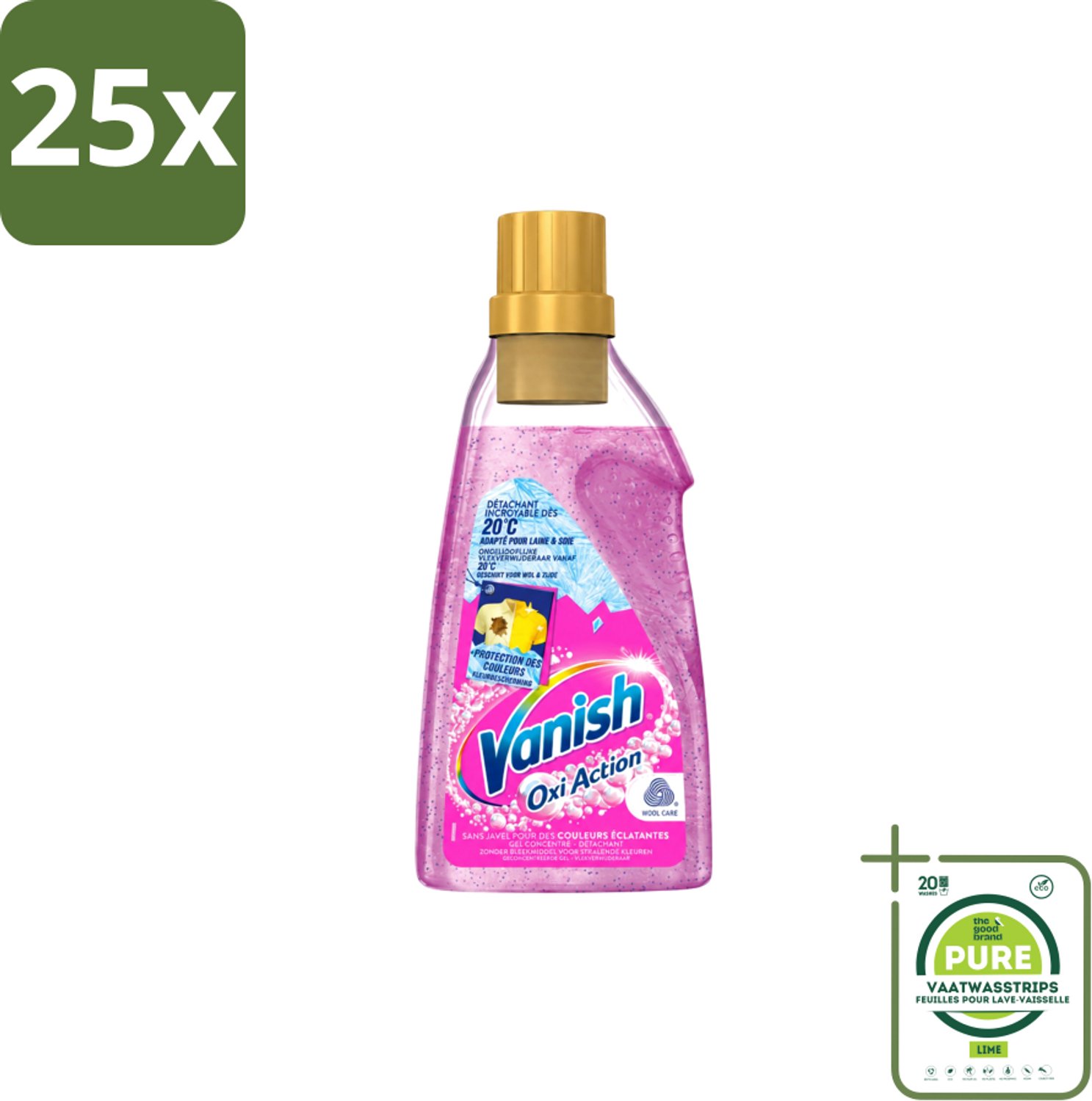 25 x Vanish – Wasbooster Gel – Oxi Action – 750 ml - Grootverpakking - Vaatwasstrips - Wasbooster - Vlekverwijdering - Zuurstoftechnologie - Koud Water - Korte Wastijd