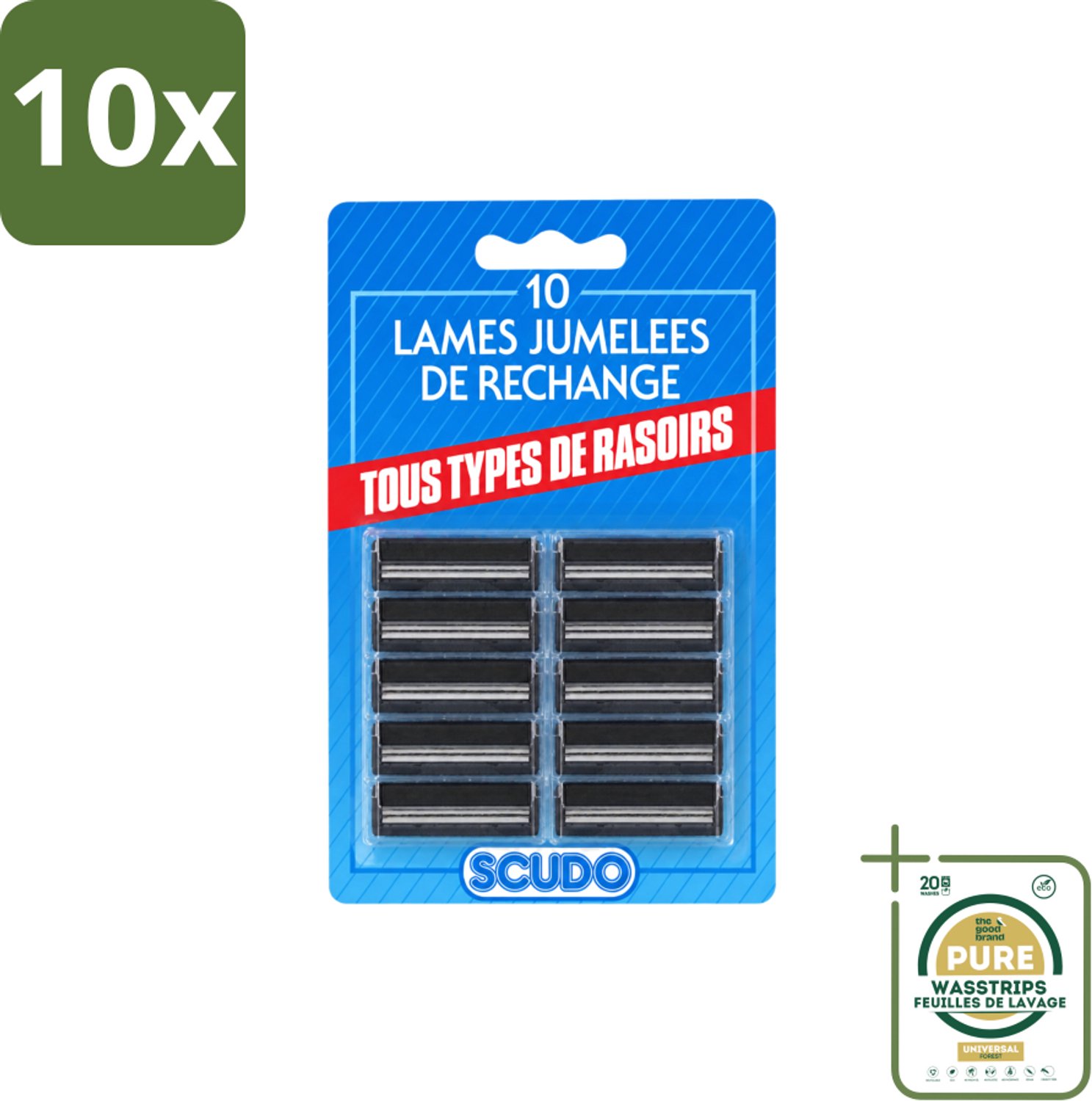 10 x Scudo - Scheermesjes - 2 Scheerbladen - Vervangmesjes voor Gillette G2 & Contour - 10 Mesjes - Wasstrips - Scheermesjes - Vervangmesjes - Gillette G2 Mesjes - Gillette Contour Mesjes - Scudo Mesjes