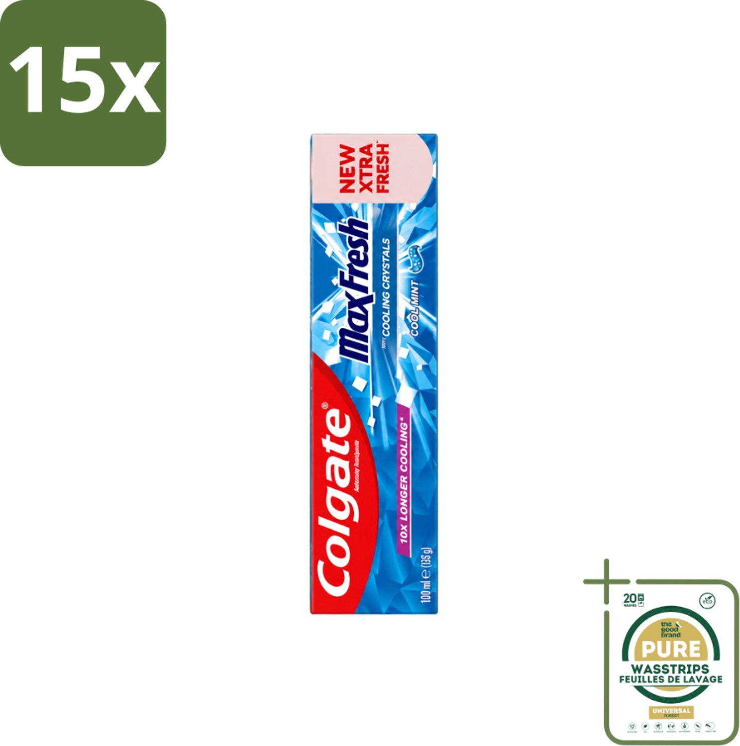 15 x Colgate - Max Fresh - Cool Mint - Tandpasta - 100ml - Wasstrips - Tandpasta - Frisse Adem - Mondhygiëne - Cariës Bestrijden - Tandplak Verwijderen