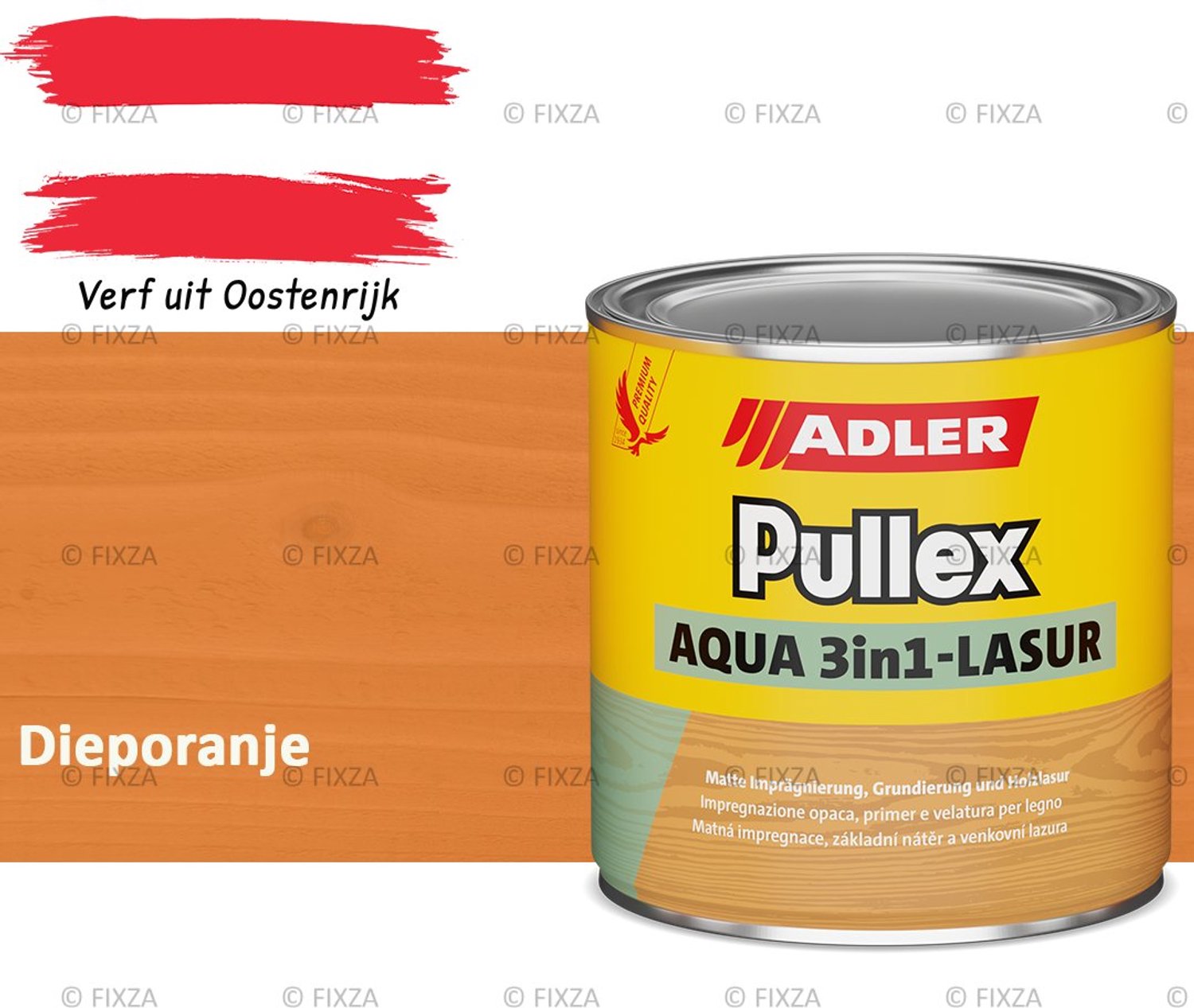 ADLER Pullex Aqua 3in1 Houtbeits Buiten – Transparante Beits – Dieporanje – 750ml – Impregneer, Grond- & Eindlaag in 1