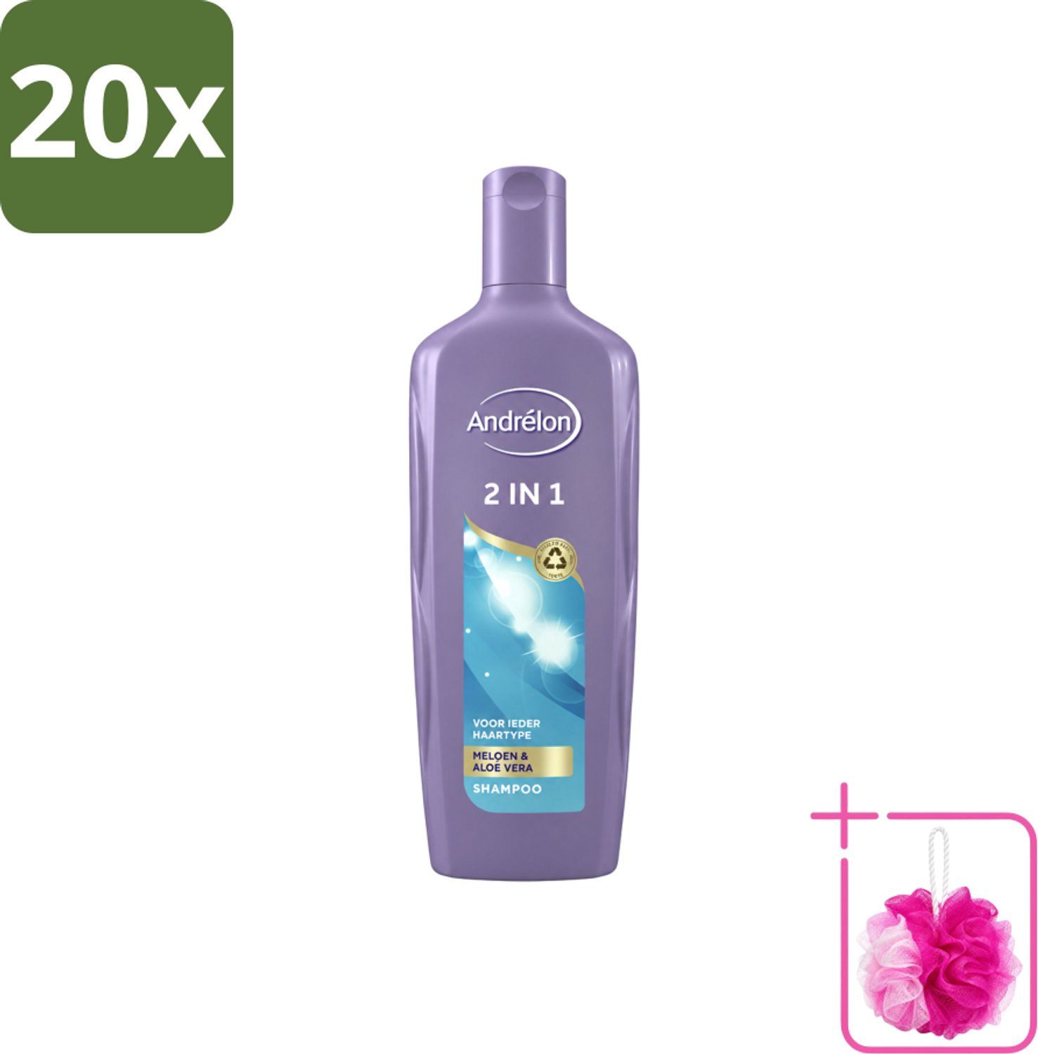 20 x Andrélon - 2-in-1 - Shampoo - Reinigt & Verzorgt - 300 ml - Bulkverpakking - 2-in-1 shampoo conditioner - Douchemop - Haar reinigen