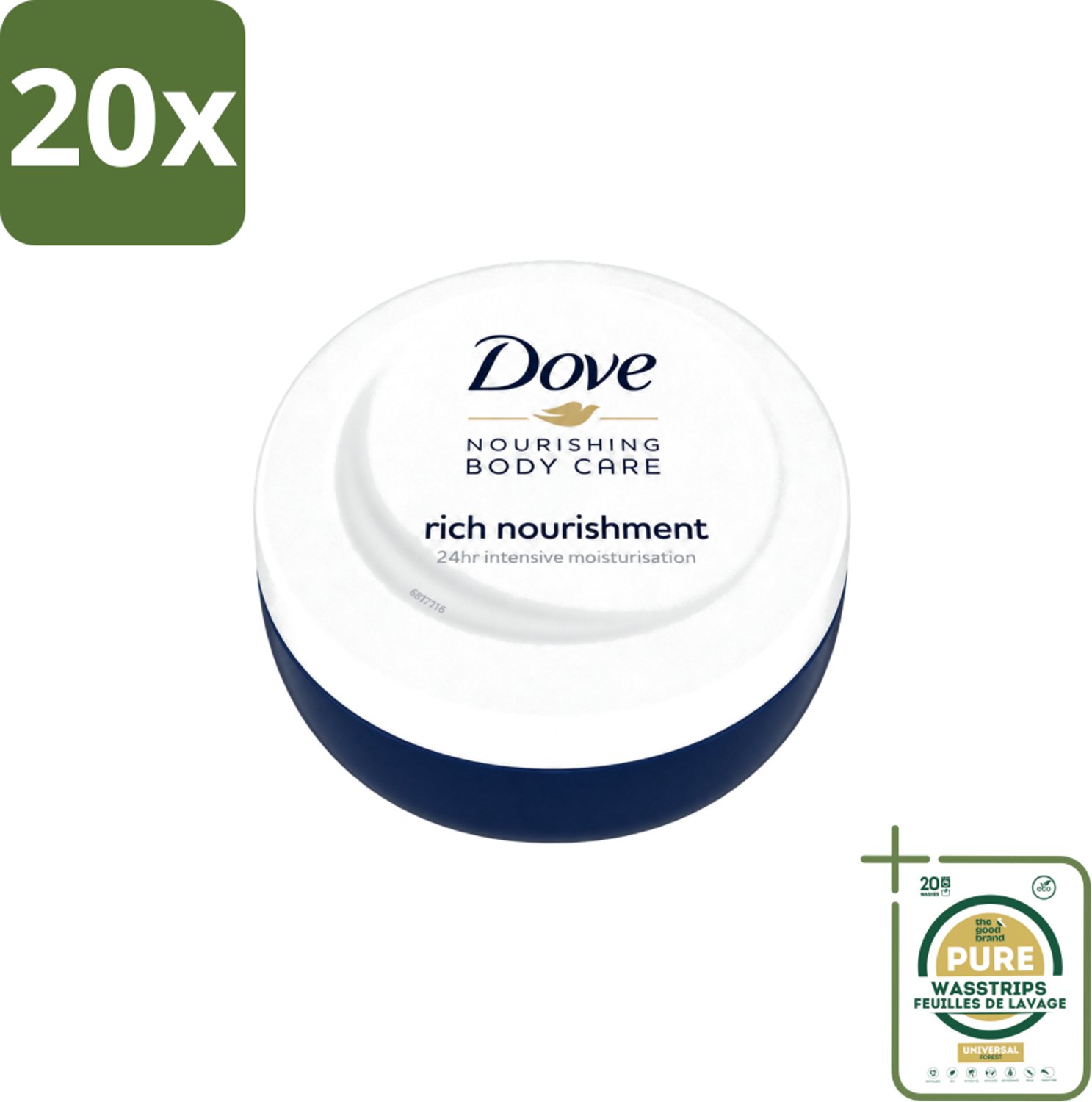 20 x Dove – Bodycrème – Voedende Crème – 150 ml - Wasstrips - Voedende Crème - Hydraterende Crème - Huid Verzorging - Huidbescherming - Huidbarrière