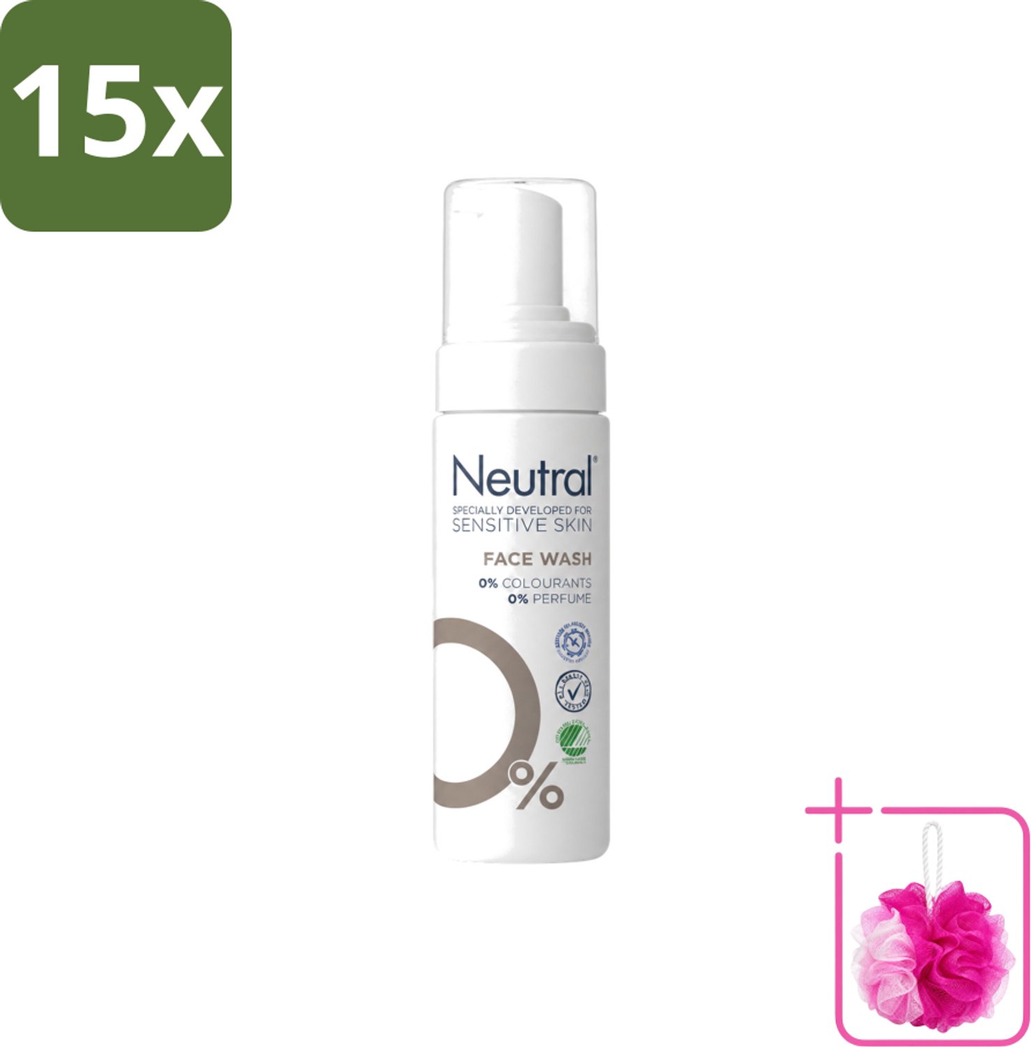 15 x Neutral – Gezichtsreiniging – Face Wash 0% Parfumvrij – 150 ml - Bulkverpakking - Gezichtsreiniger - Douchemop - Huidverzorging