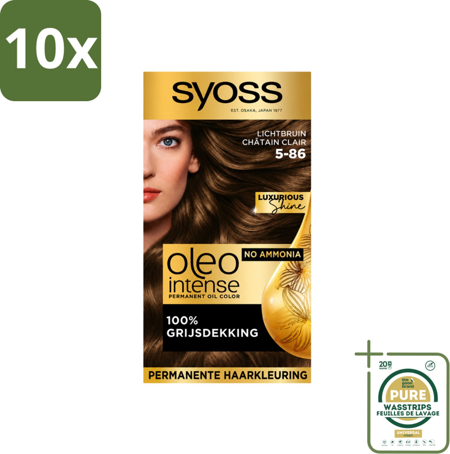 10 x SYOSS - Oleo Intense 5-86 - Haarverf - Permanente Haarkleuring - Lichtbruin - Langdurige Kleur - Wasstrips - Haarverf - Permanente Haarkleuring - Lichtbruin - Haarkleur - Haarverf Zonder Ammoniak