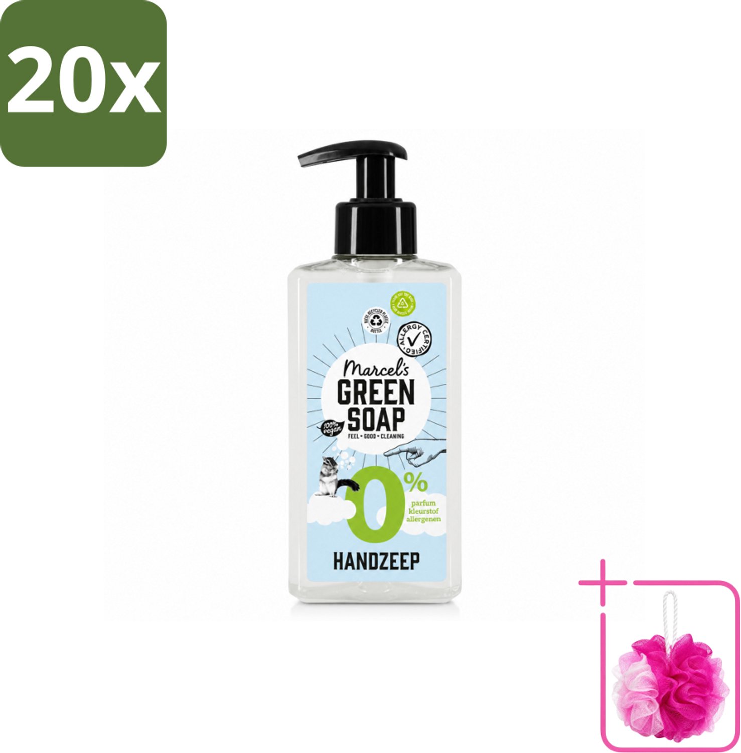 20 x Marcel's Green Soap - Handzeep 0% - Zachte verzorging - 250 ml - Bulkverpakking - Handzeep 0% - Douchemop - Gevoelige huid