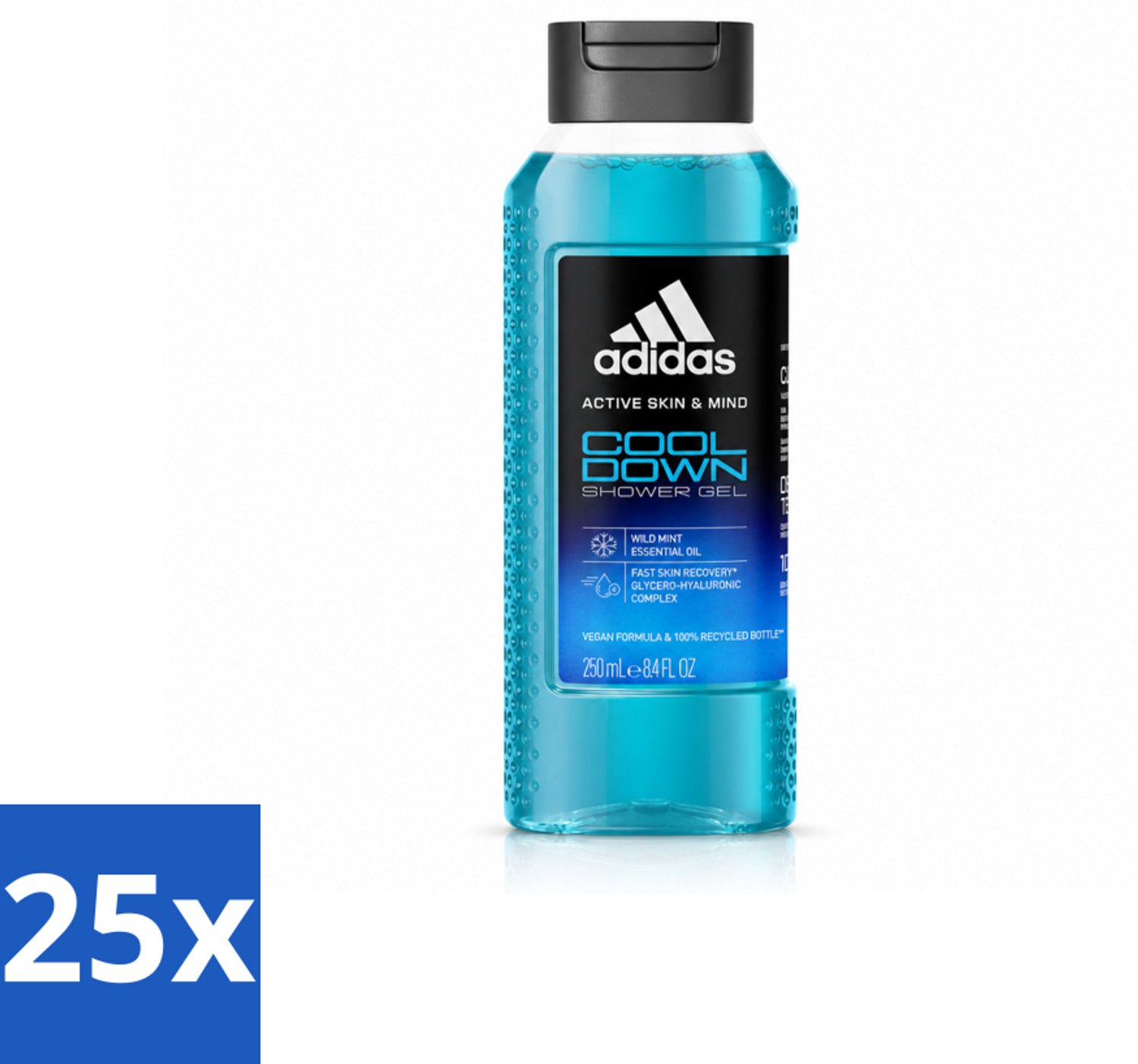 25 x Adidas – Douchegel – Active Skin & Mind Cool Down – 250 ml - Voordeelverpakking - 25 stuks