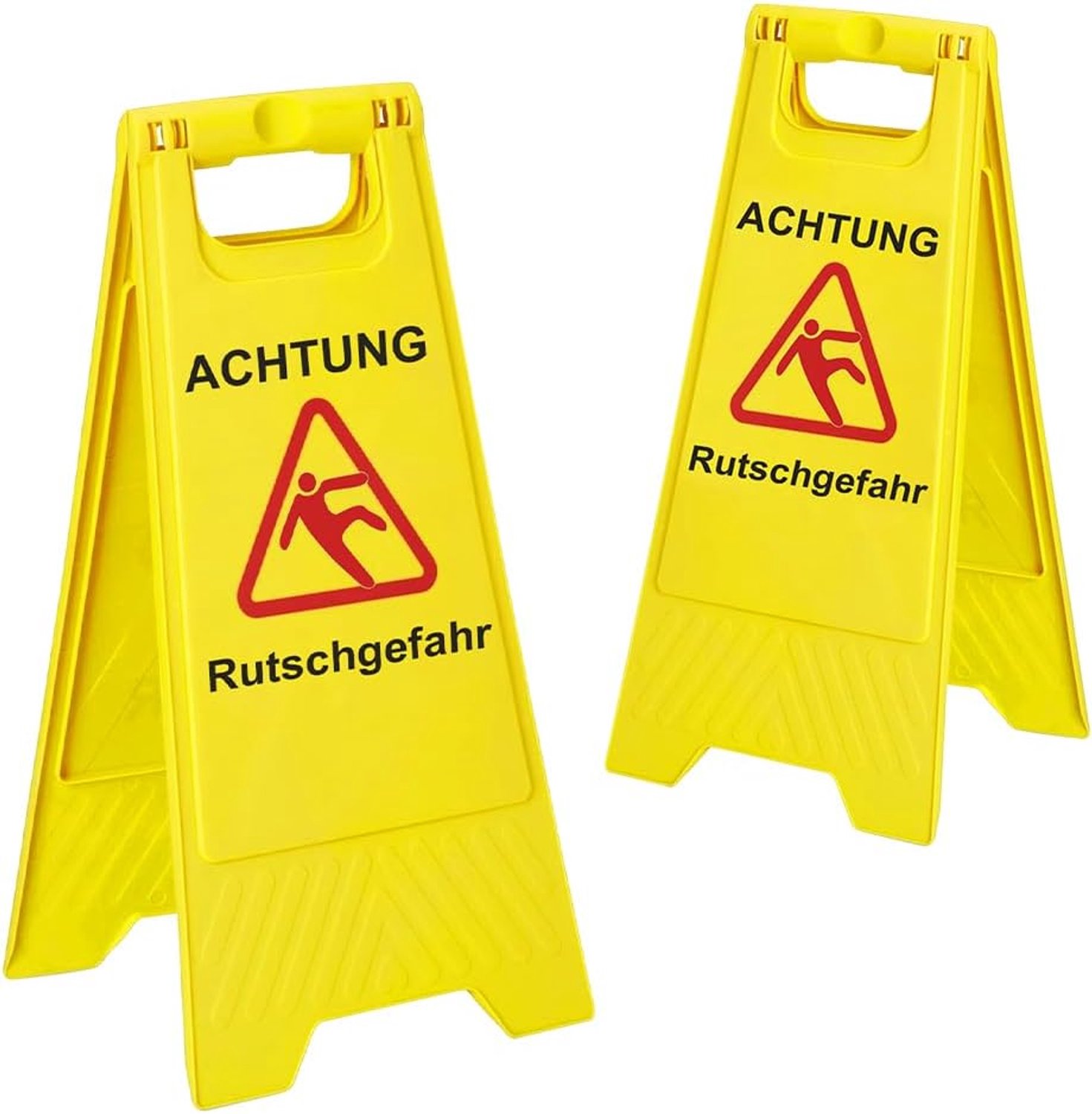 Let op uitglijgevaar staander 2 stuks, waarschuwingsbord glad 44,5 x 26 cm, opvouwbaar aan beide zijden beschreven, waarschuwingsbord voor bedrijven