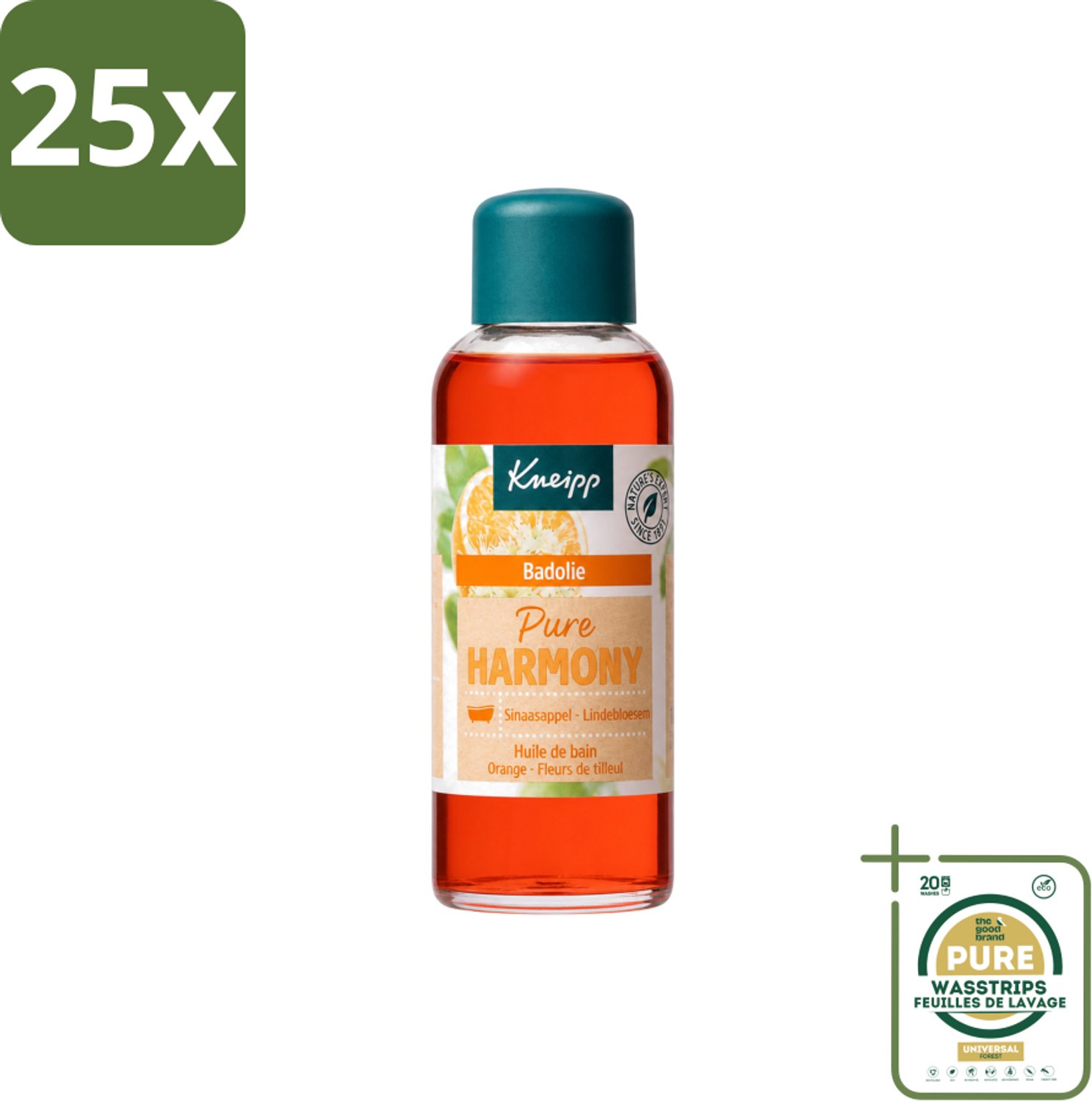 25 x Kneipp - Badolie - Oranje lindebloesem - 100 ml - Wasstrips - Badolie - Ontspanning - Natuurlijke Oliën - Stressverlichting - Badmoment