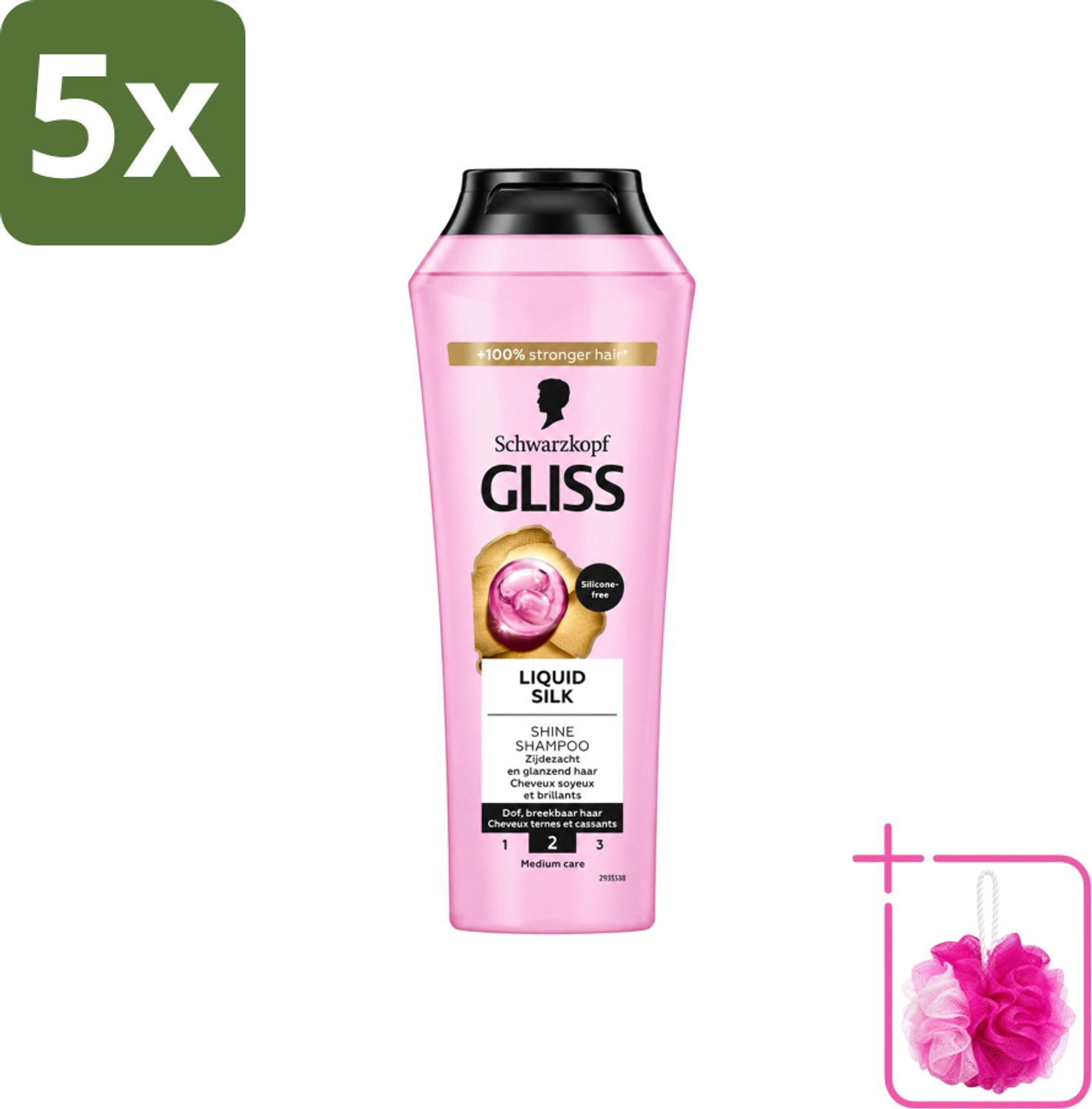 5 x Gliss - Shampoo - Liquid Silk - Voor Glanzend en Zijdezacht Haar - 250 ml - Bulkverpakking - Glans haar - Douchemop - Zijdezacht haar